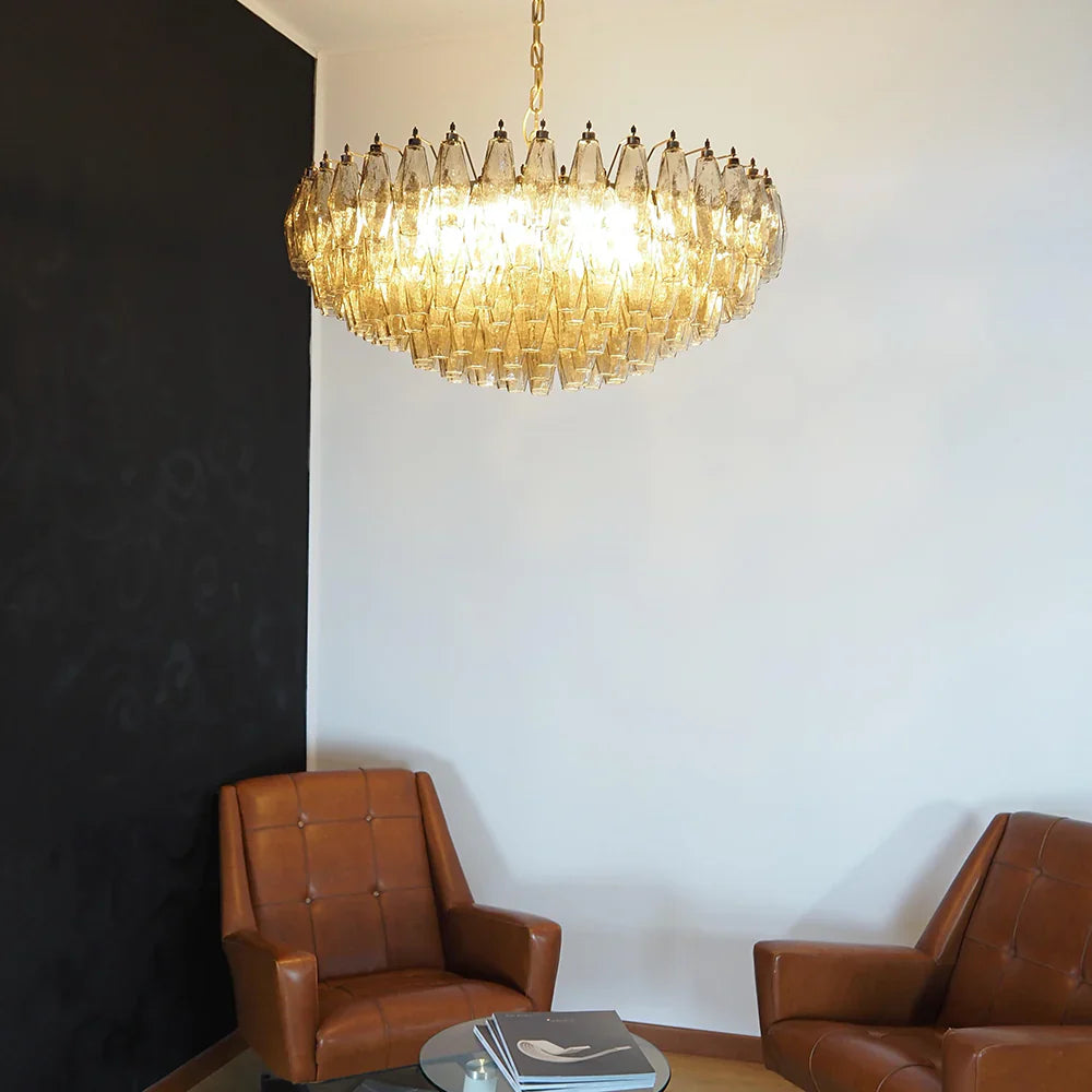 Murano Poliedri Faceted Smoked Glass Chandelier additional product view