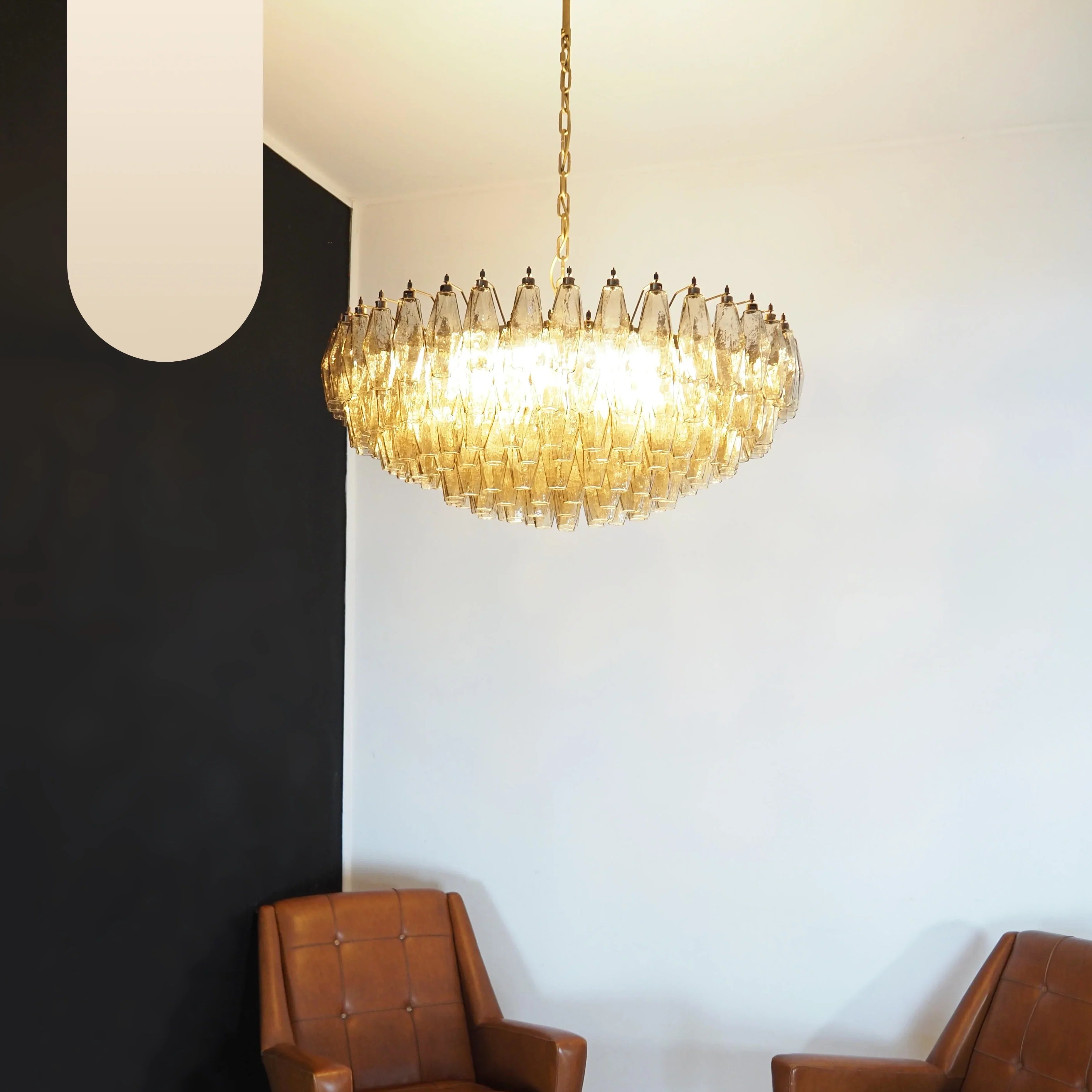 Murano Poliedri Faceted Smoked Glass Chandelier product image