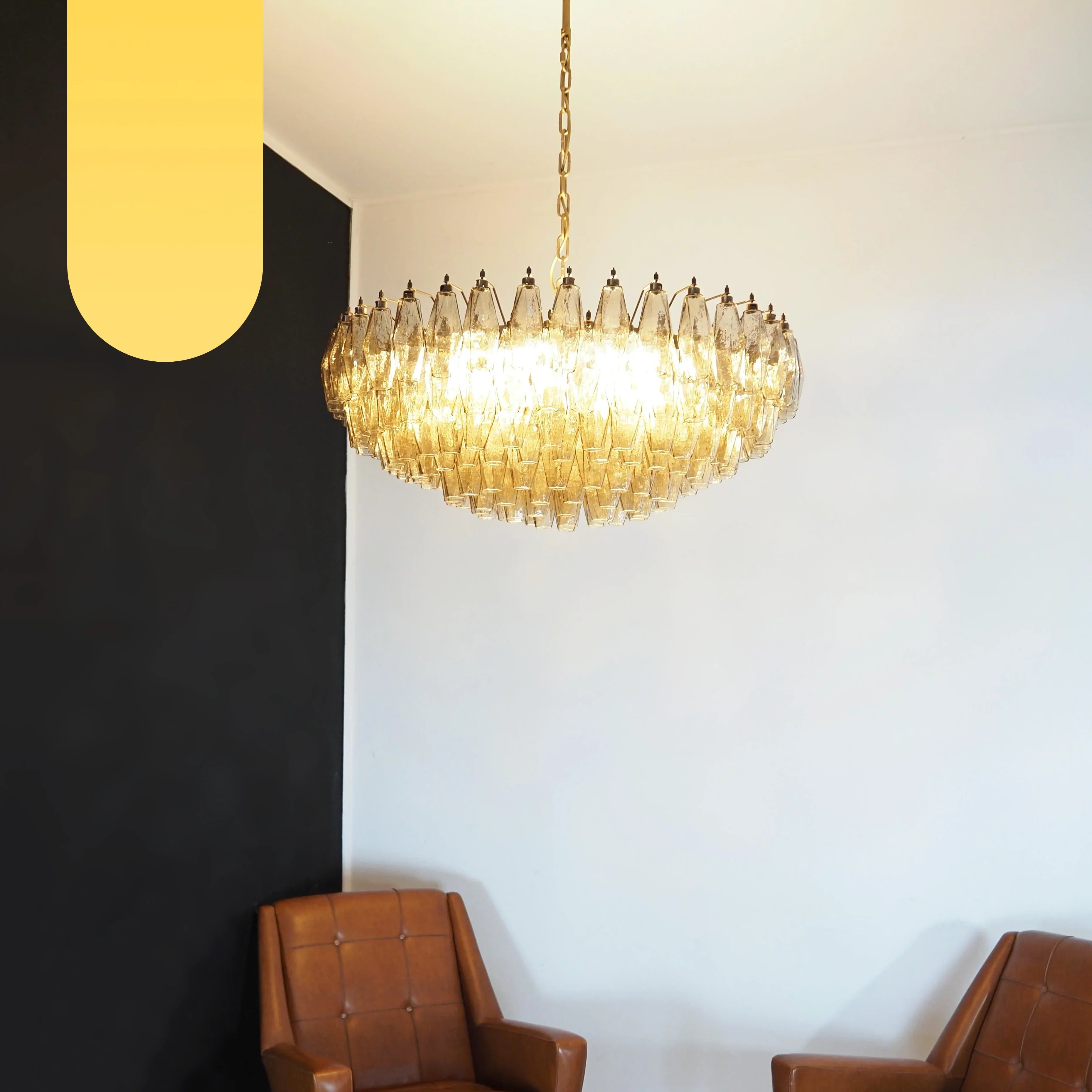 Murano Poliedri Faceted Smoked Glass Chandelier product image