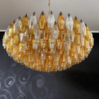 Murano Poliedri Faceted Transparent Amber Glass Chandelier product image