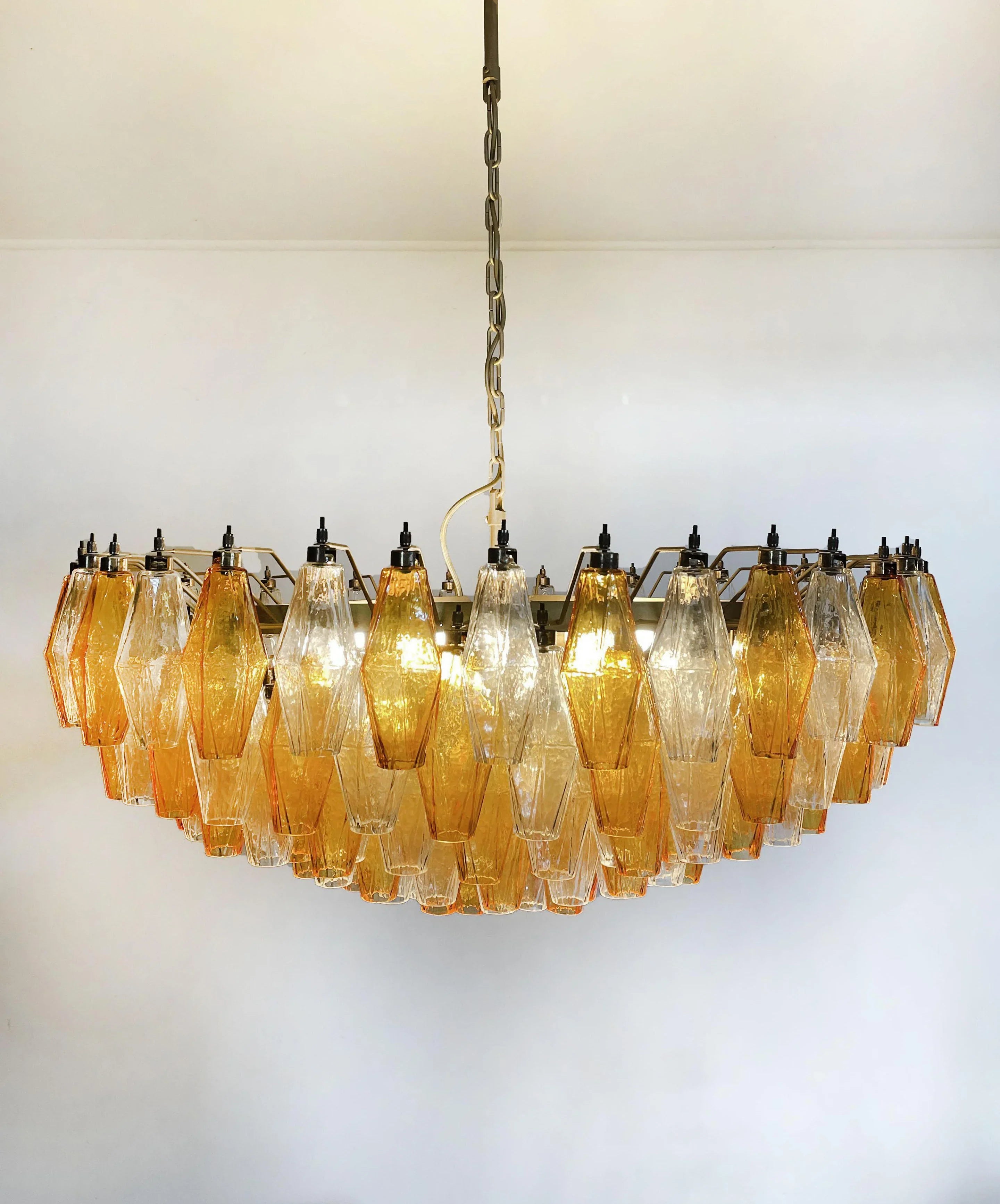Murano Poliedri Faceted Transparent Amber Glass Chandelier product image
