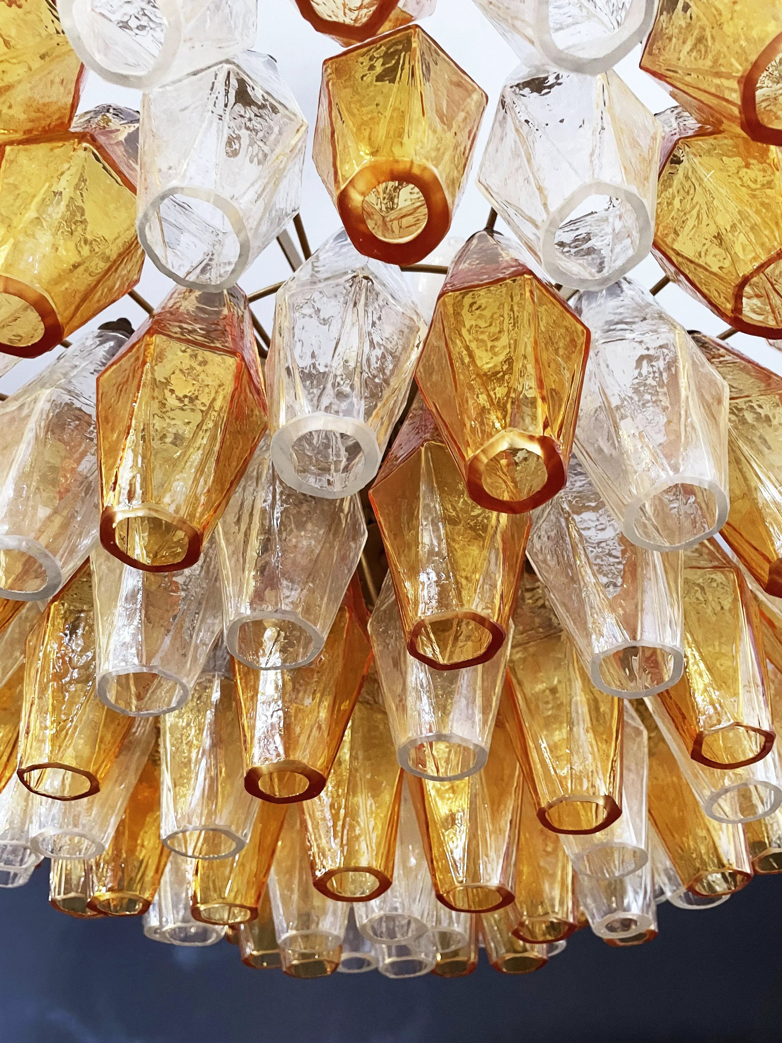 Murano Poliedri Faceted Transparent Amber Glass Chandelier product image