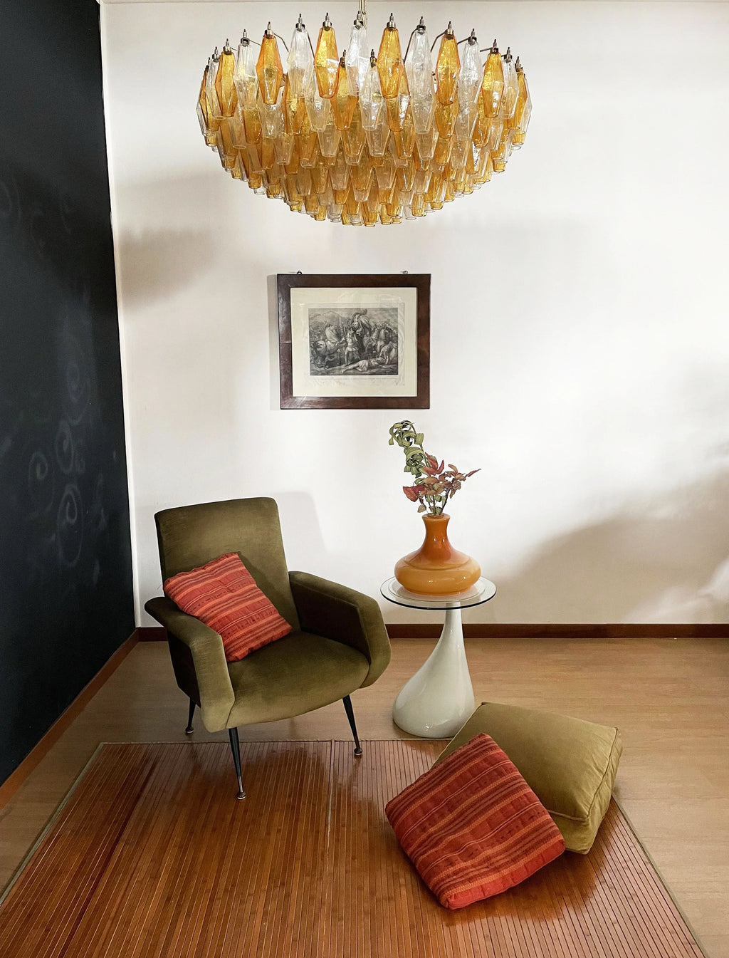 Murano Poliedri Faceted Transparent Amber Glass Chandelier product image