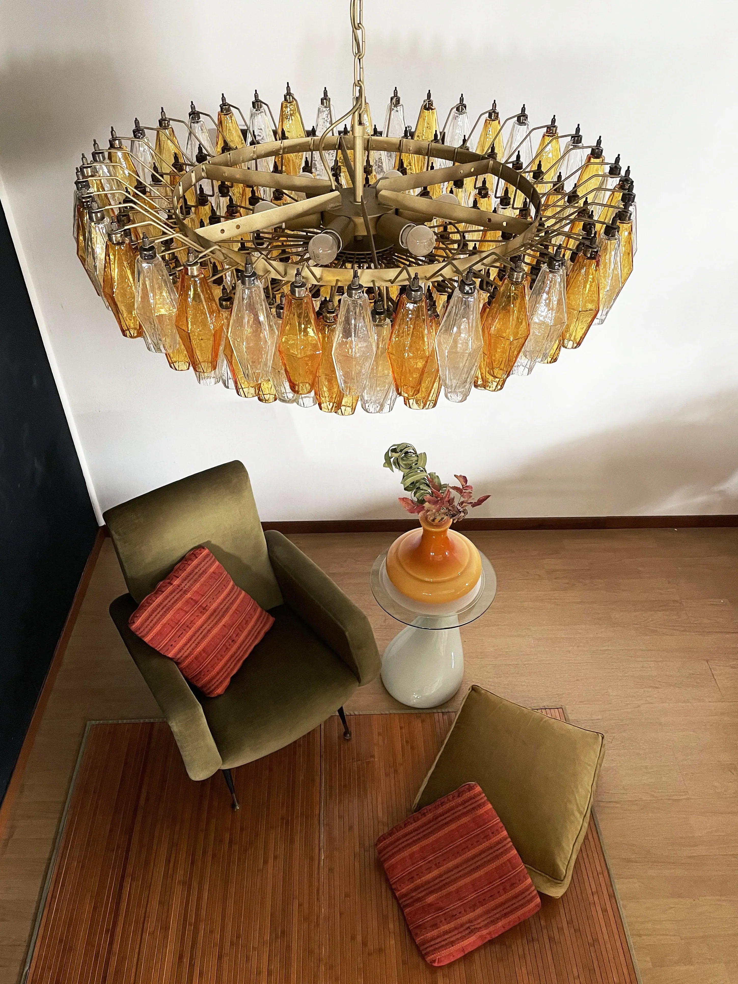 Murano Poliedri Faceted Transparent Amber Glass Chandelier product image