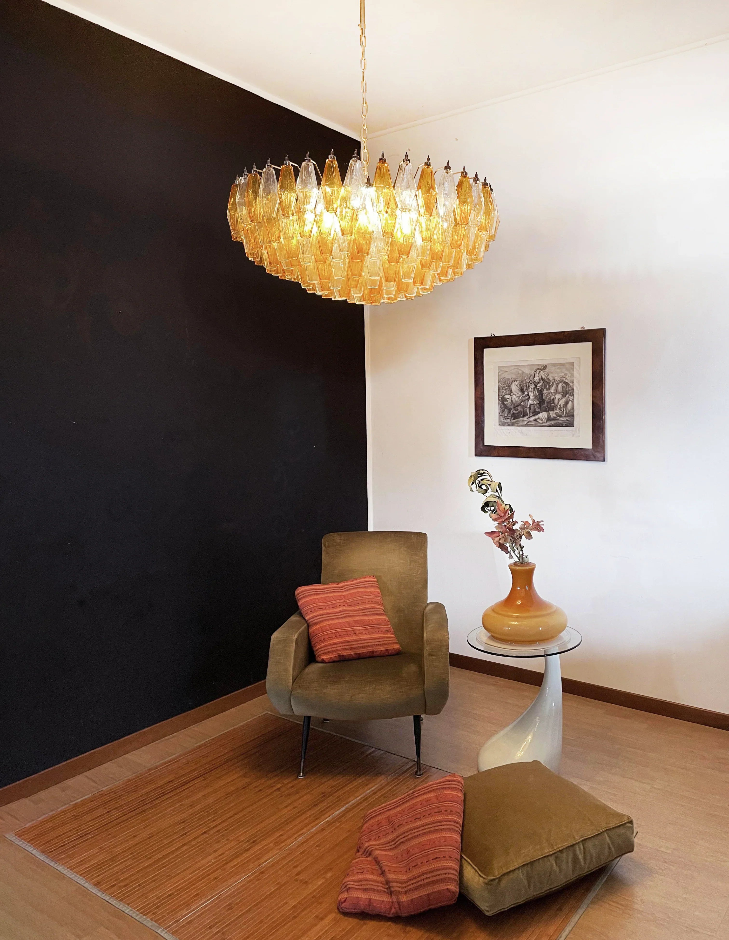 Murano Poliedri Faceted Transparent Amber Glass Chandelier additional product view