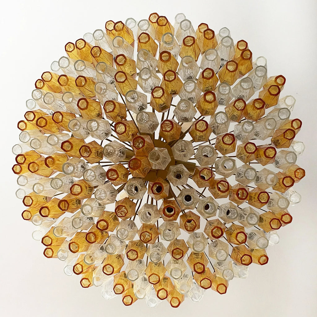 Murano Poliedri Faceted Transparent Amber Glass Chandelier product image