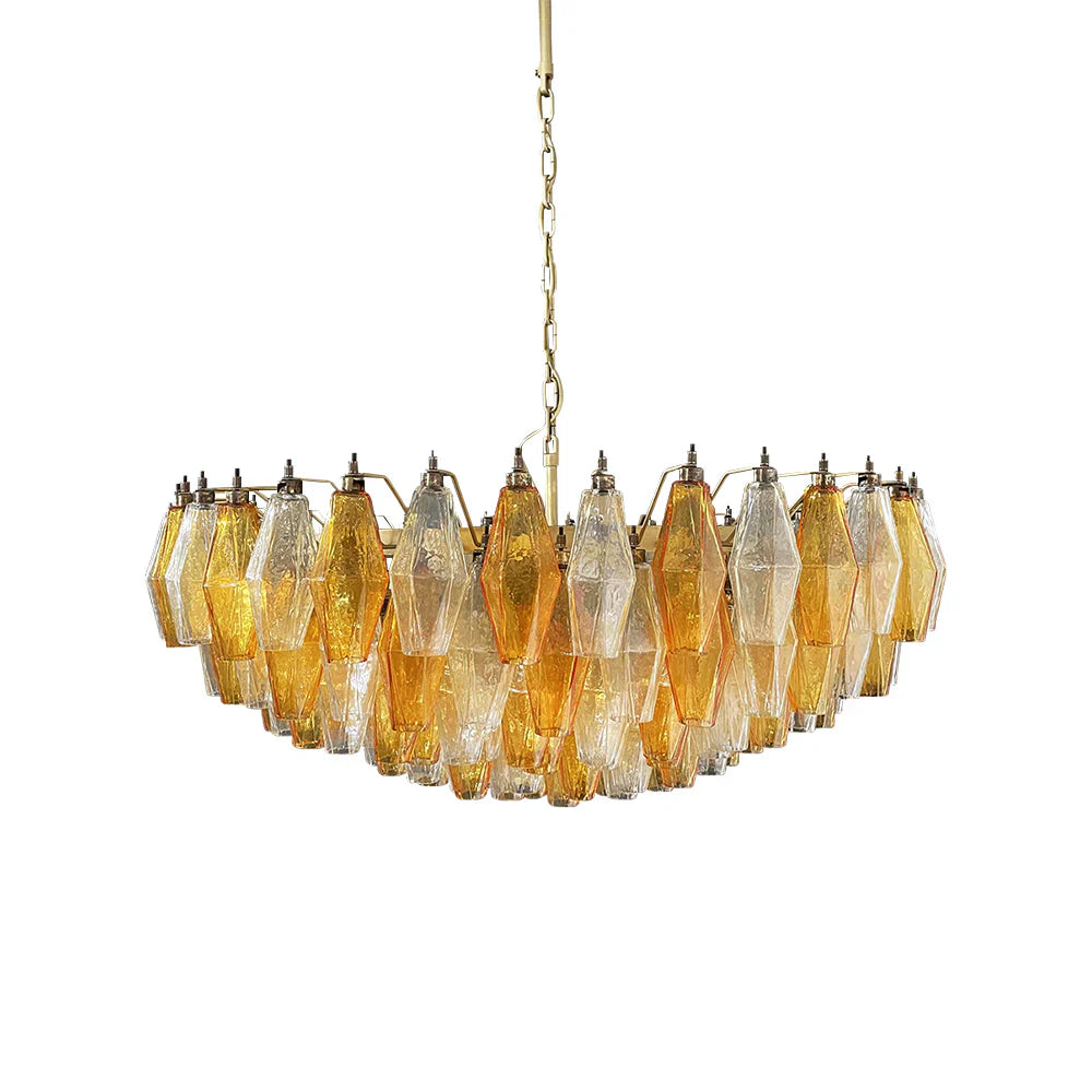 Murano Poliedri Faceted Transparent Amber Glass Chandelier product image