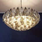 Murano Poliedri Faceted Transparent Smoked Glass Chandelier product image