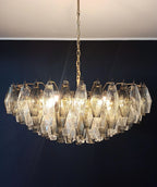 Murano Poliedri Faceted Transparent Smoked Glass Chandelier product image