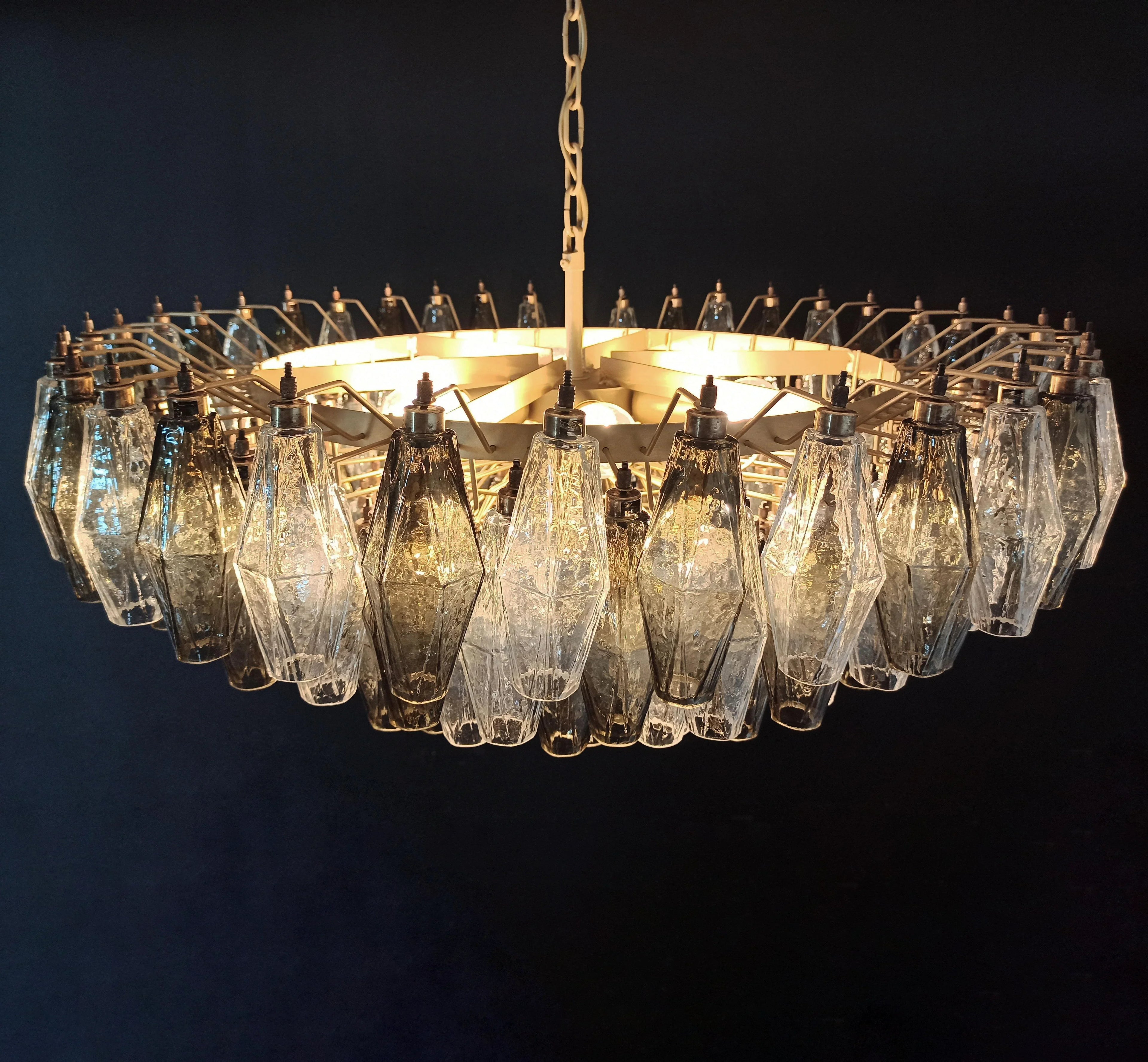 Murano Poliedri Faceted Transparent Smoked Glass Chandelier product image