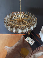 Murano Poliedri Faceted Transparent Smoked Glass Chandelier product image