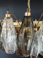 Murano Poliedri Faceted Transparent Smoked Glass Chandelier product image