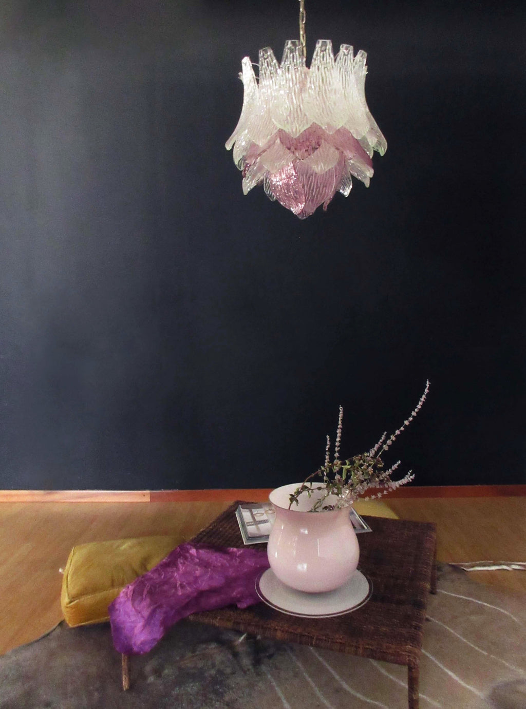 Vintage Murano Transparent Amethyst Glass Chandelier product image