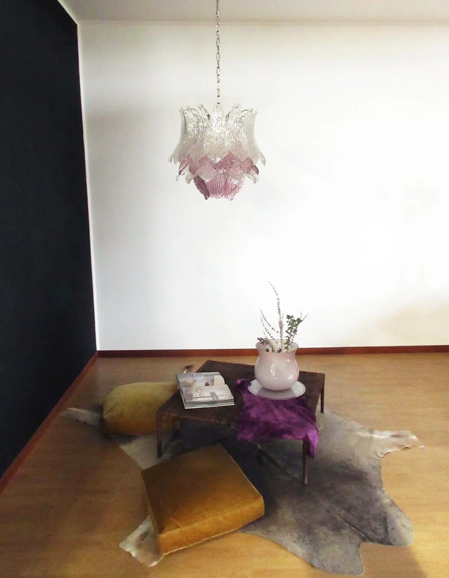 Vintage Murano Transparent Amethyst Glass Chandelier additional product view