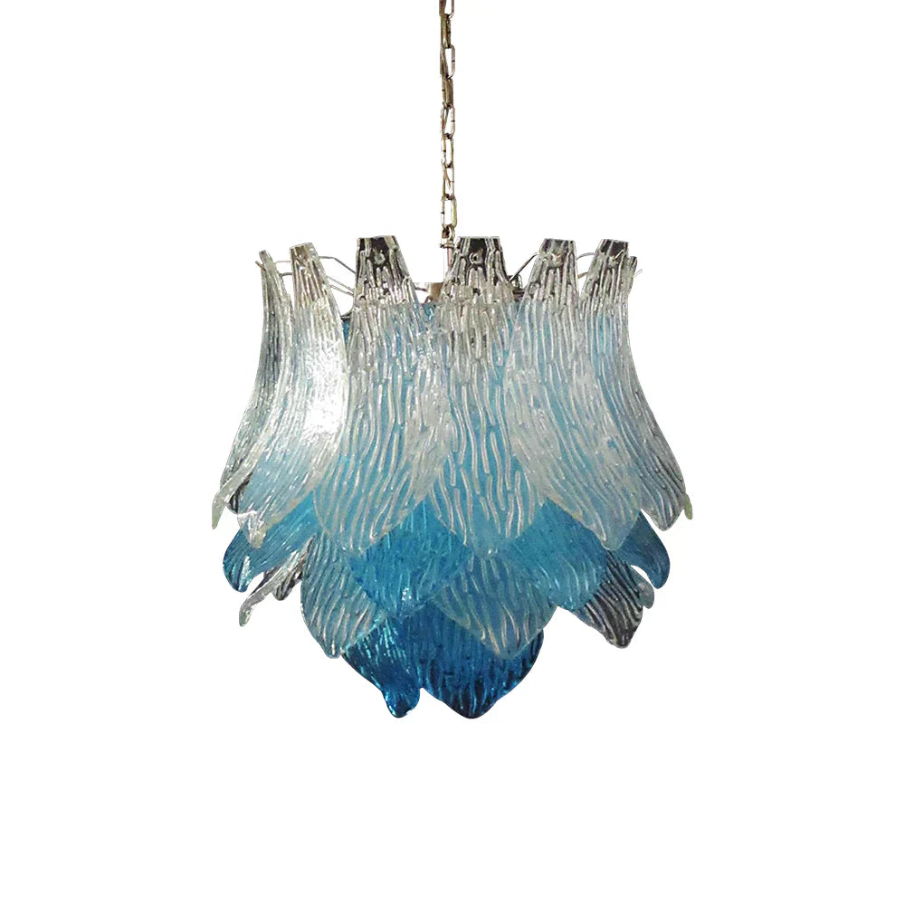 Vintage Murano Transparent Blue Glass Chandelier by Bling Lighting Studio