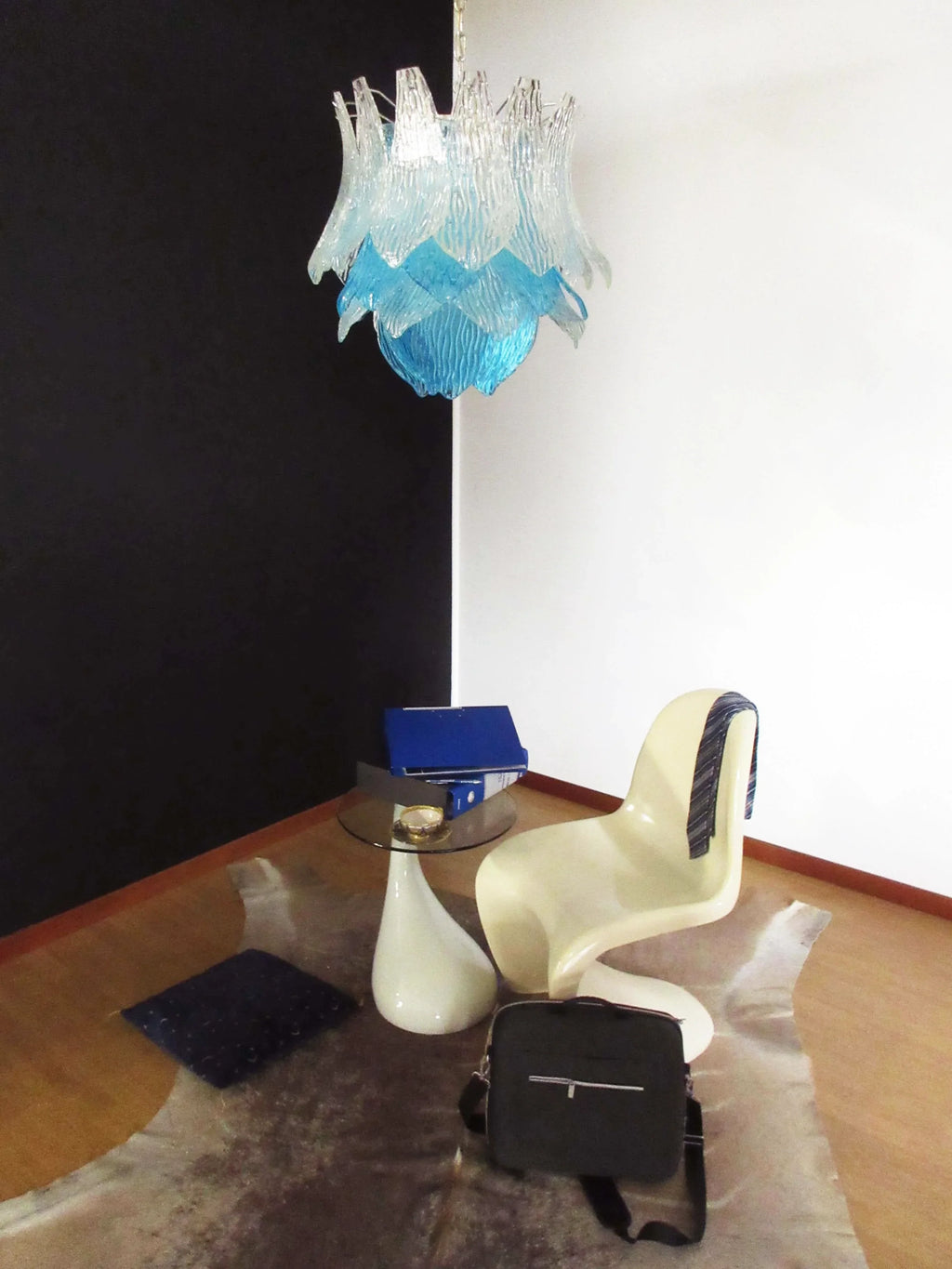 Vintage Murano Transparent Blue Glass Chandelier product image