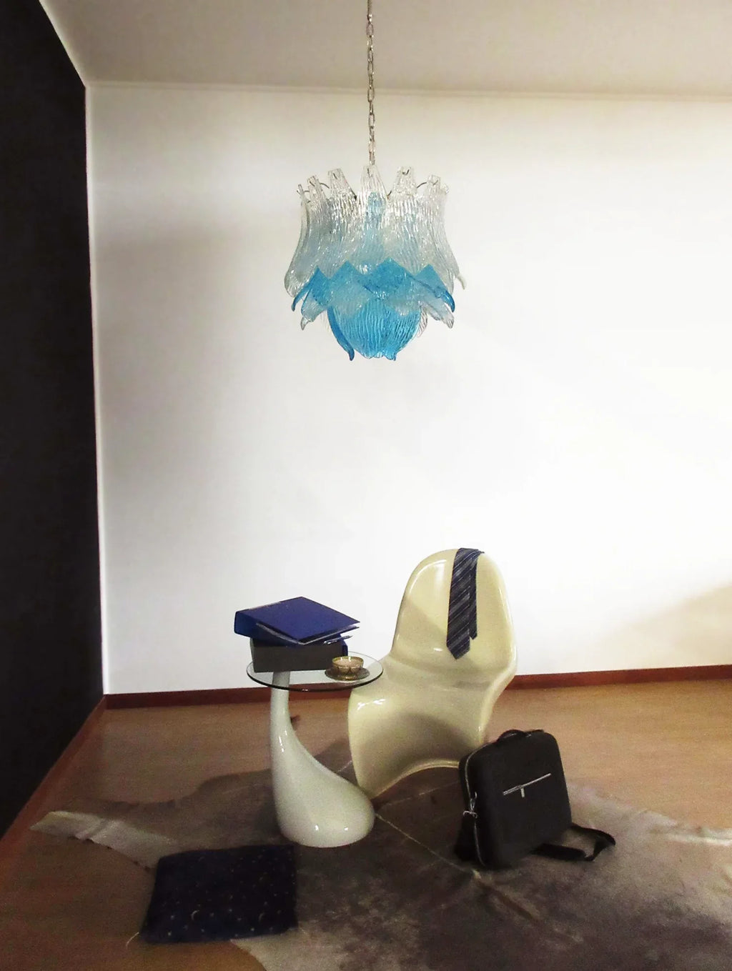 Vintage Murano Transparent Blue Glass Chandelier additional product view