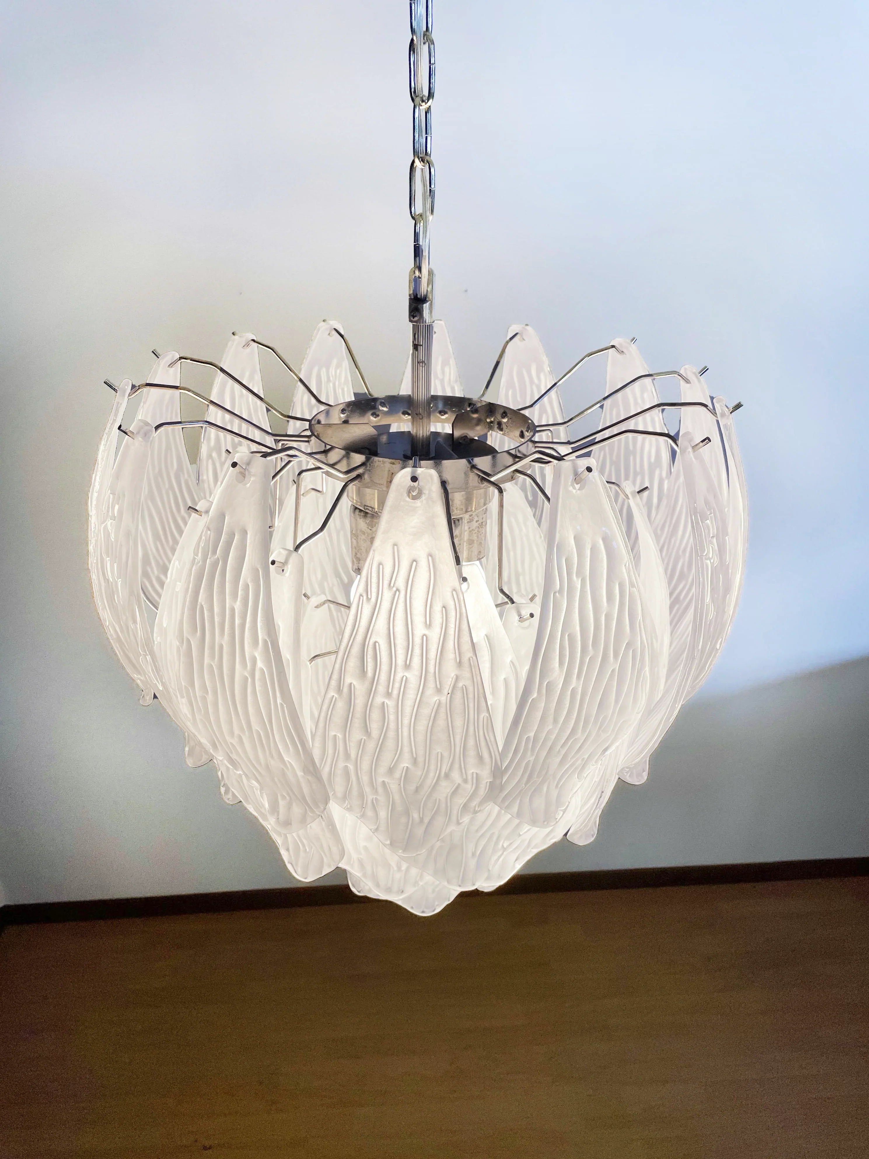 Murano Frosted Carved Glass Leaves Chandelier product image