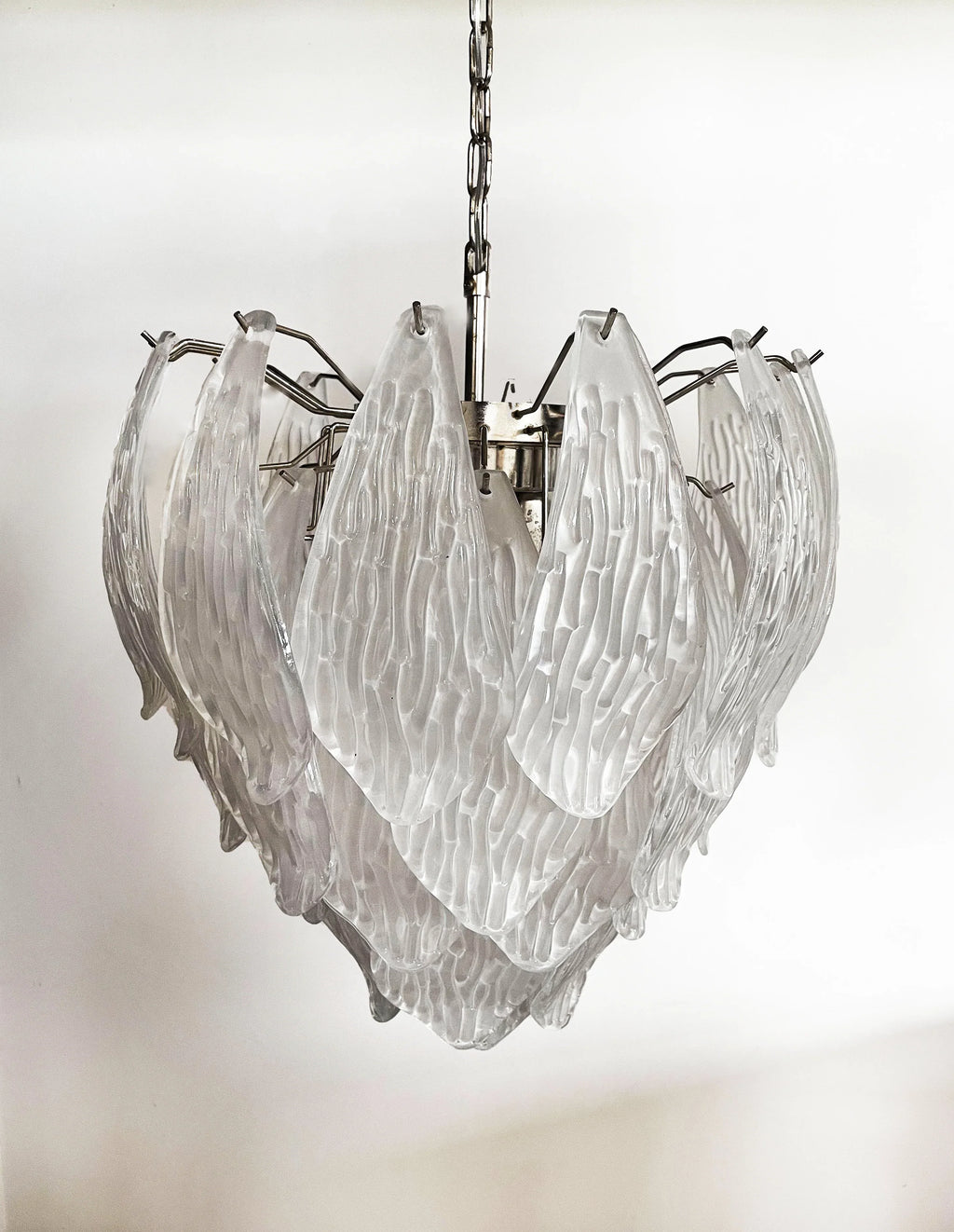 Murano Frosted Carved Glass Leaves Chandelier product image