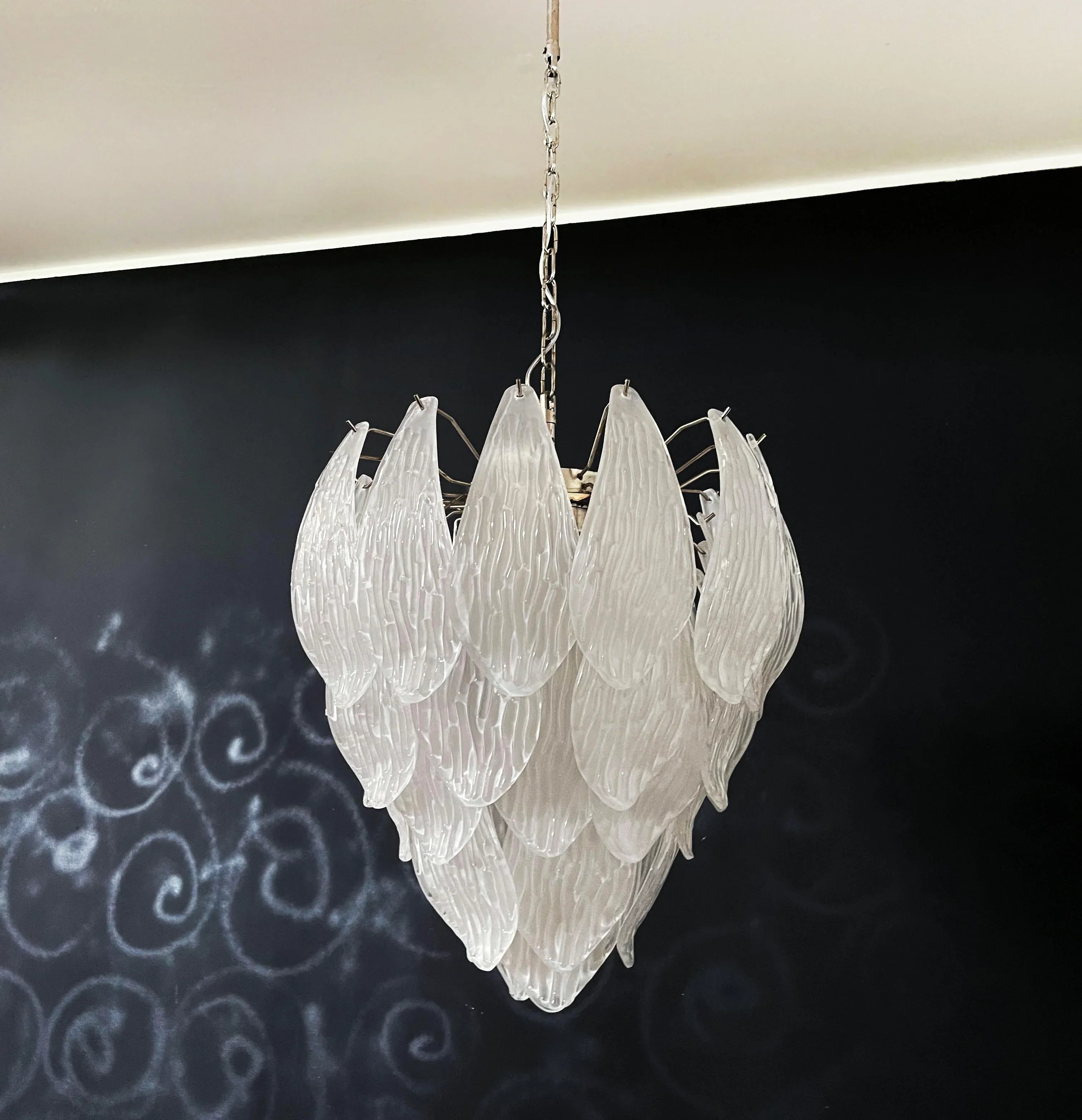 Murano Frosted Carved Glass Leaves Chandelier product image