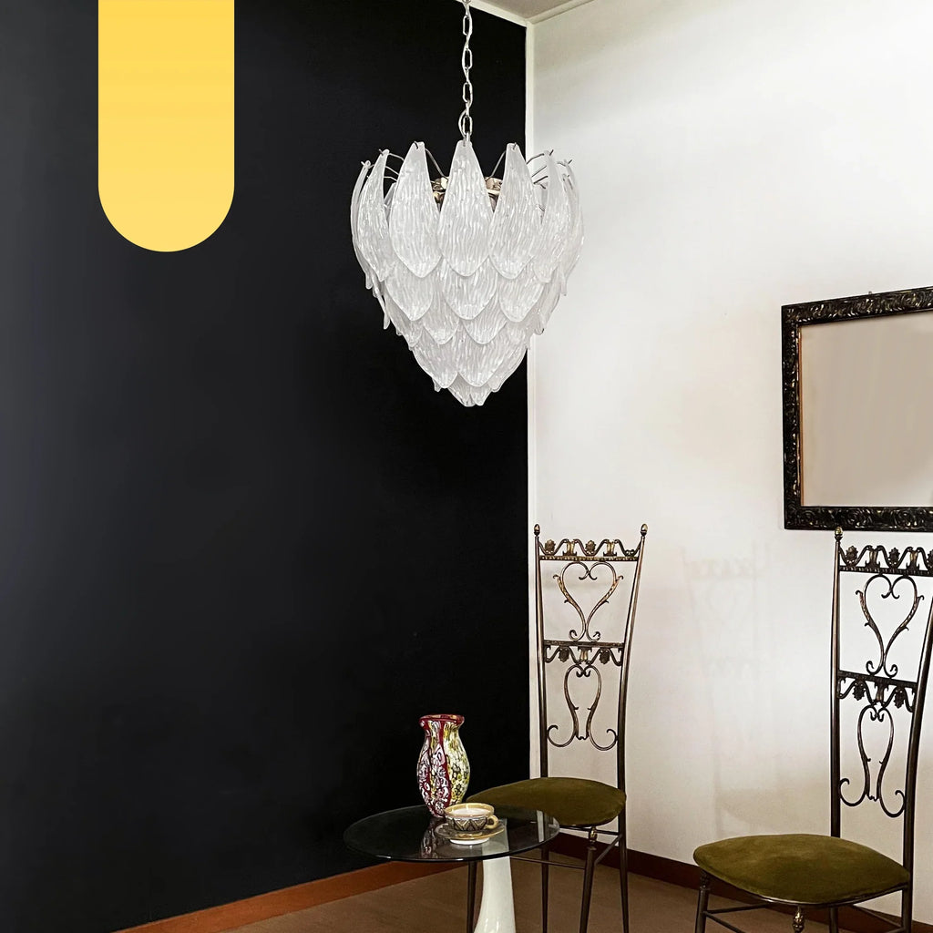 Murano Frosted Carved Glass Leaves Chandelier product image