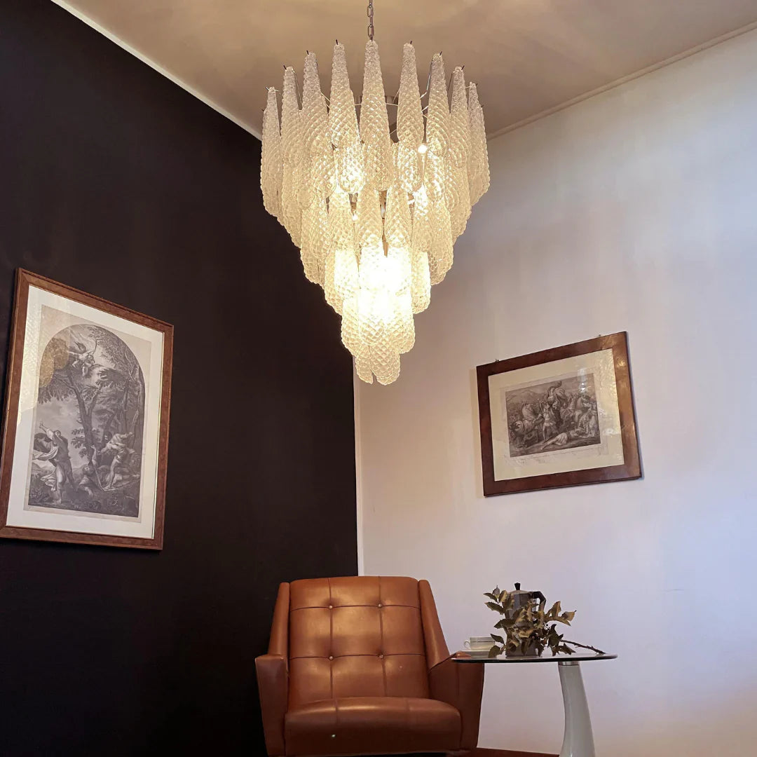 Vintage Transparent Murano Glass Petals Drop Chandelier product image