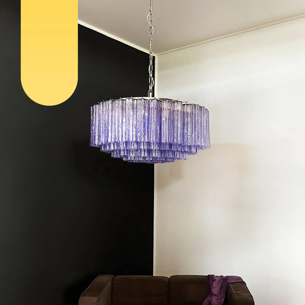 Murano Large Amethyst Glass Tube Chandelier product image