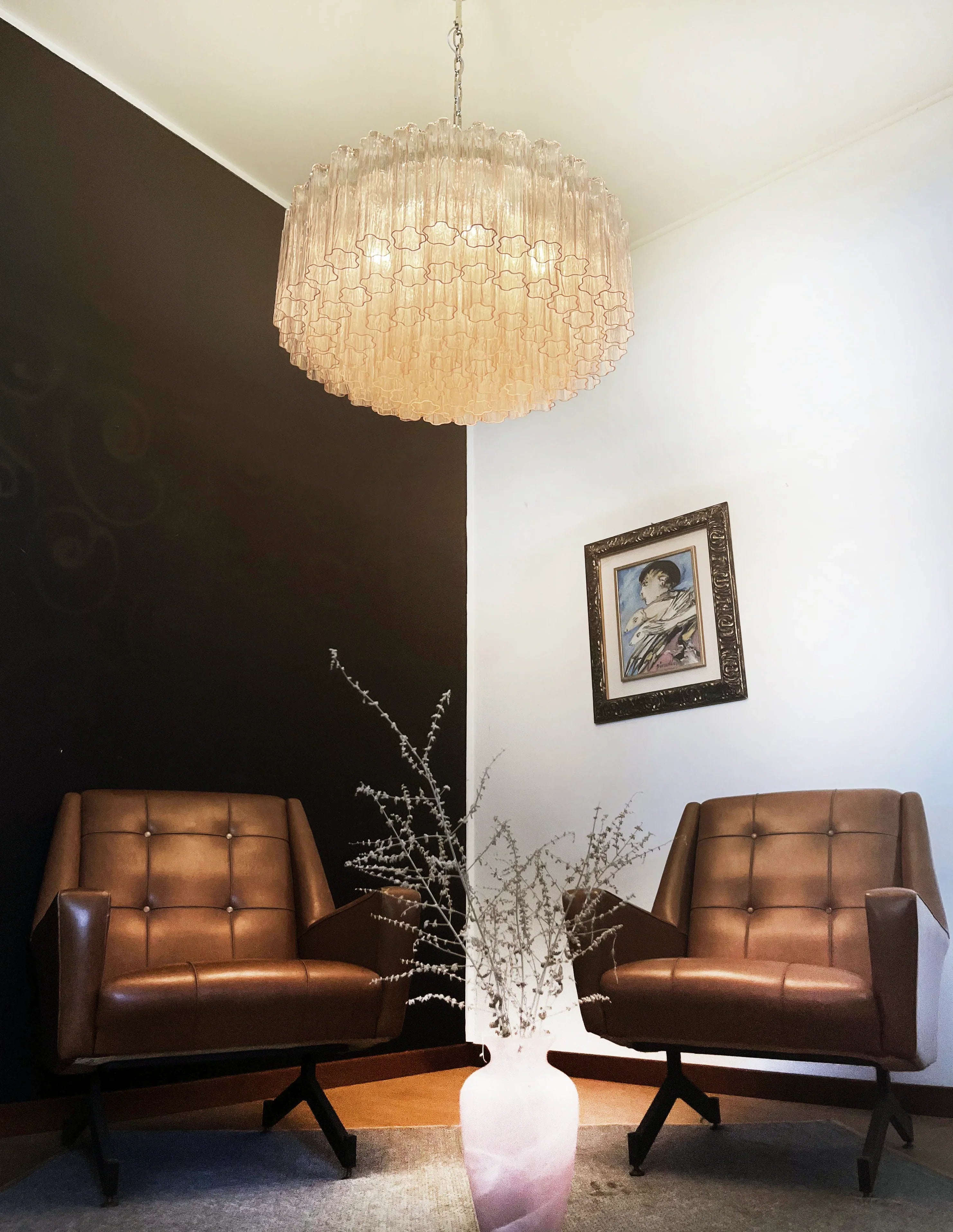 Murano Large Pink Glass Tube Chandelier product image