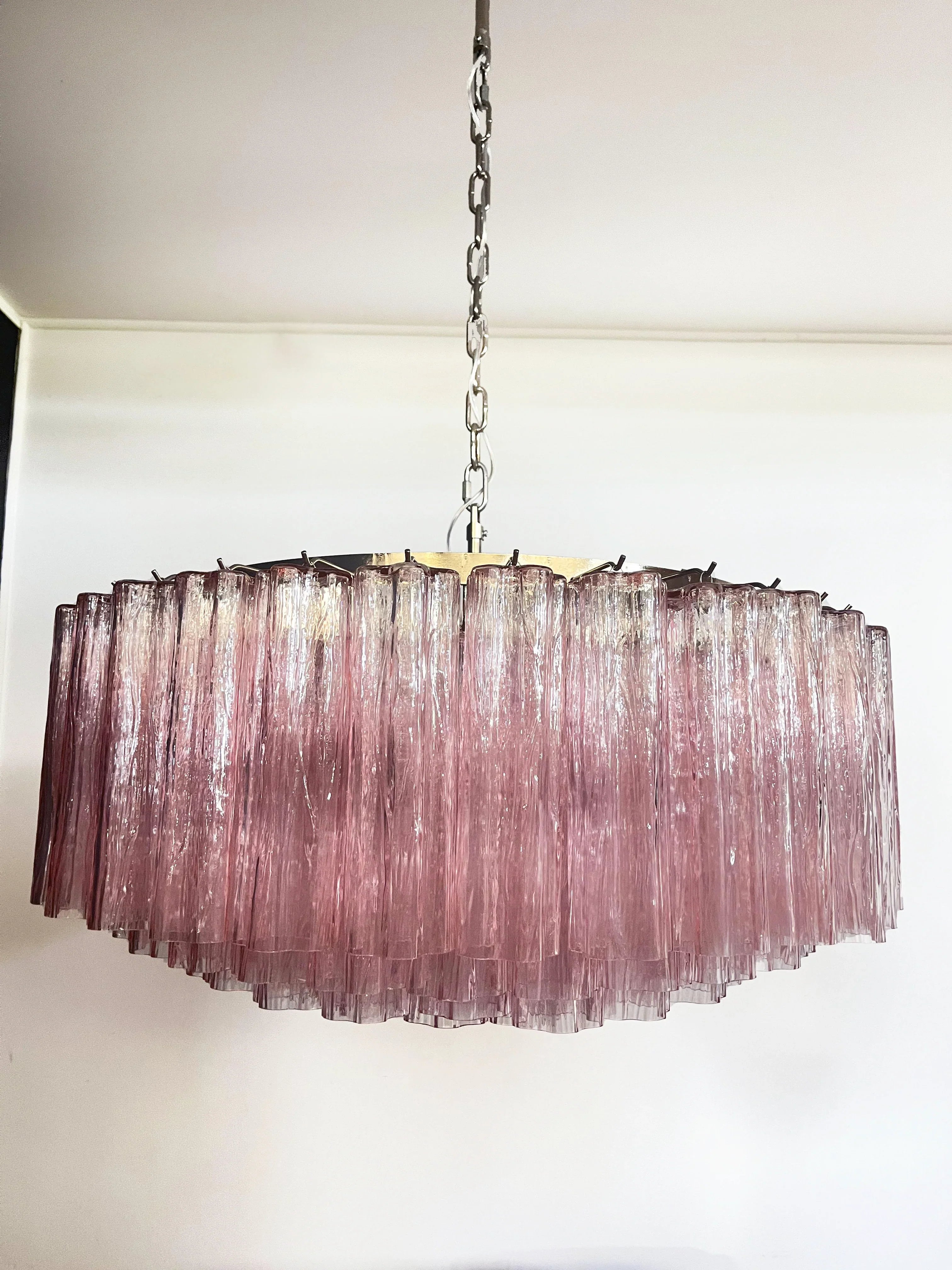 Murano Large Pink Glass Tube Chandelier product image
