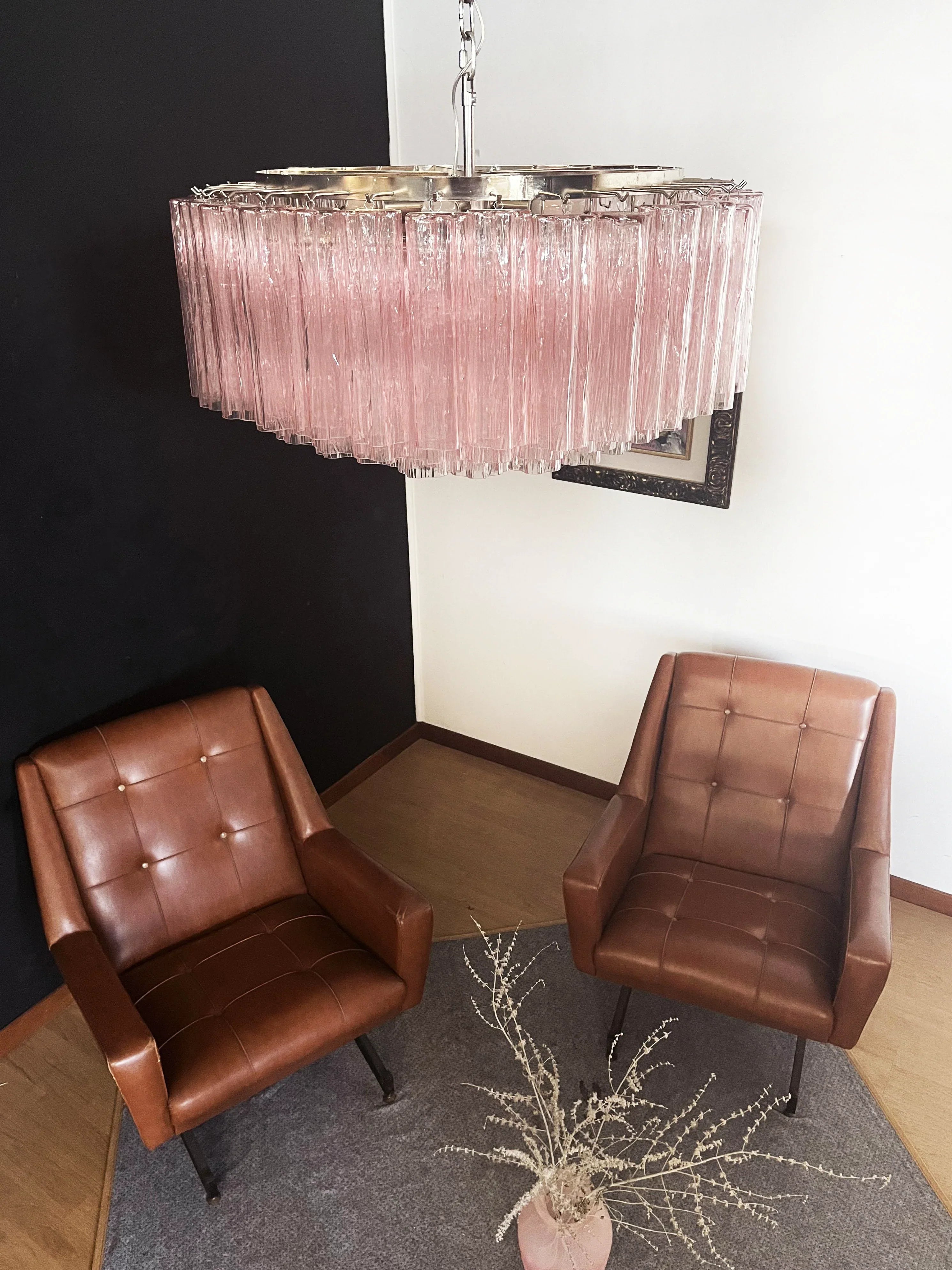 Murano Large Pink Glass Tube Chandelier product image