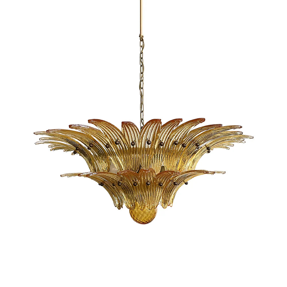 Murano Palmette Amber Chandelier by Bling Lighting Studio