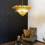 Murano Palmette Amber Chandelier detail view