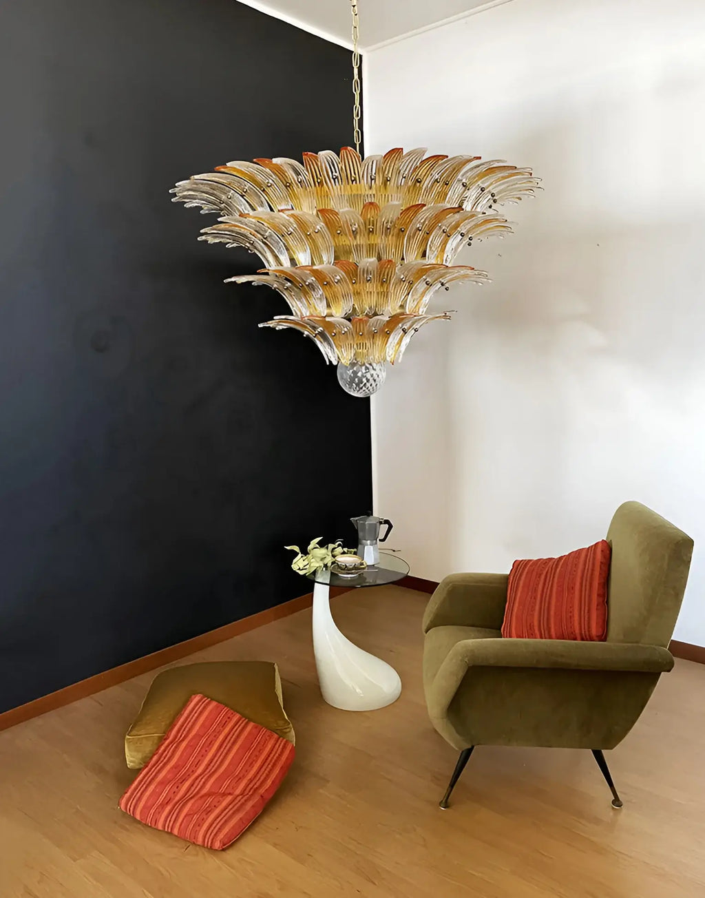 Murano Palmette Amber Trasparent Chandelier additional product view