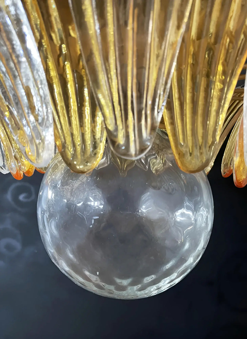 Murano Palmette Amber Trasparent Chandelier material and finish detail