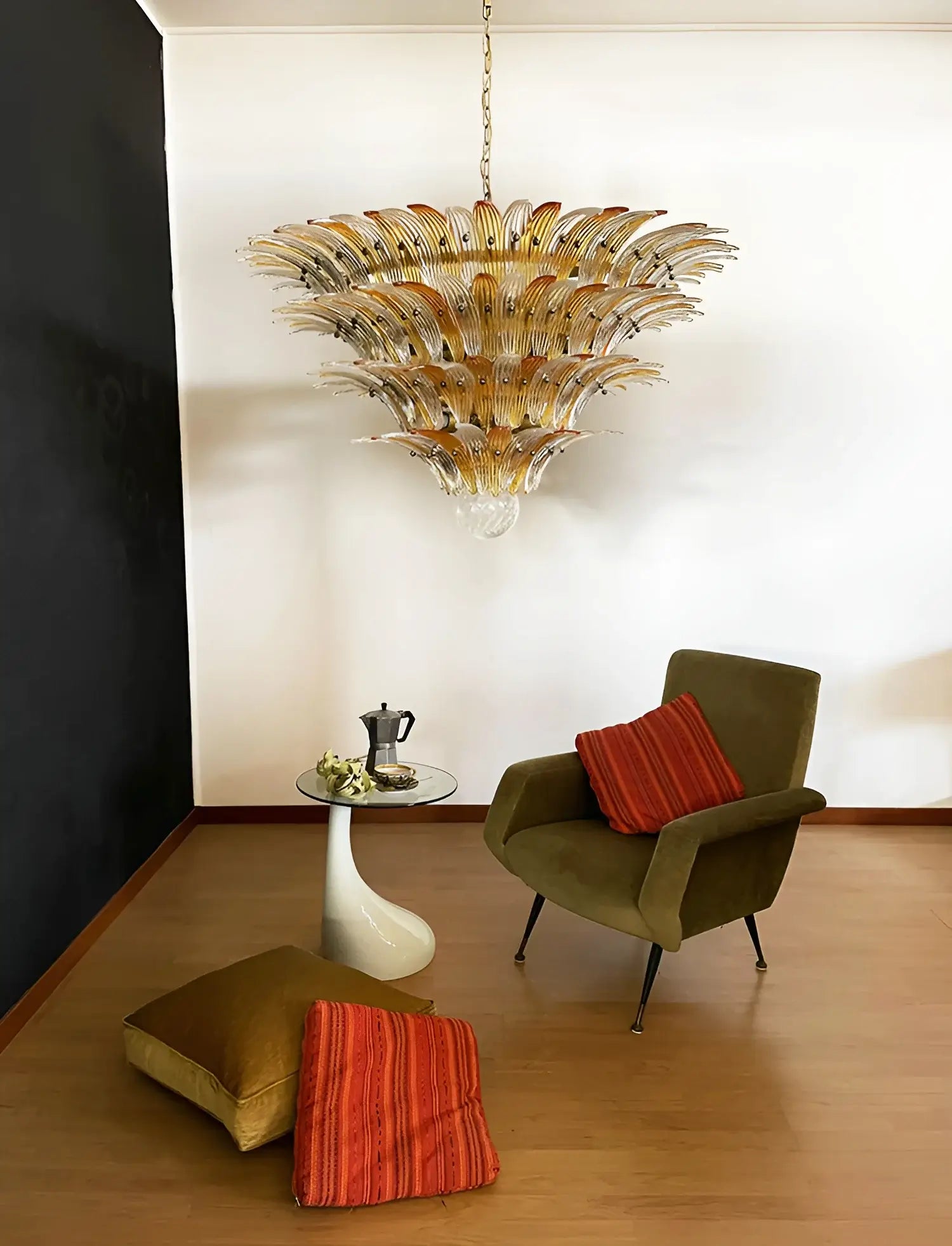 Murano Palmette Amber Trasparent Chandelier product image