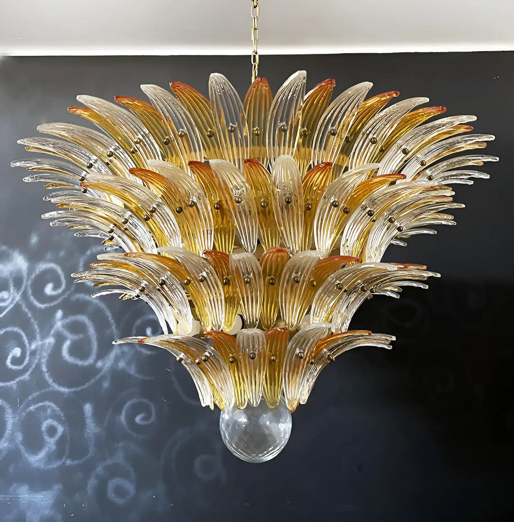 Murano Palmette Amber Trasparent Chandelier product image
