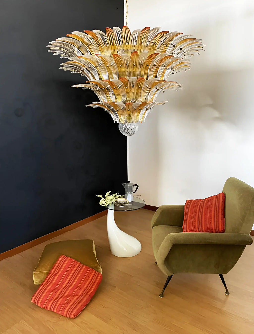 Murano Palmette Amber Trasparent Chandelier product image