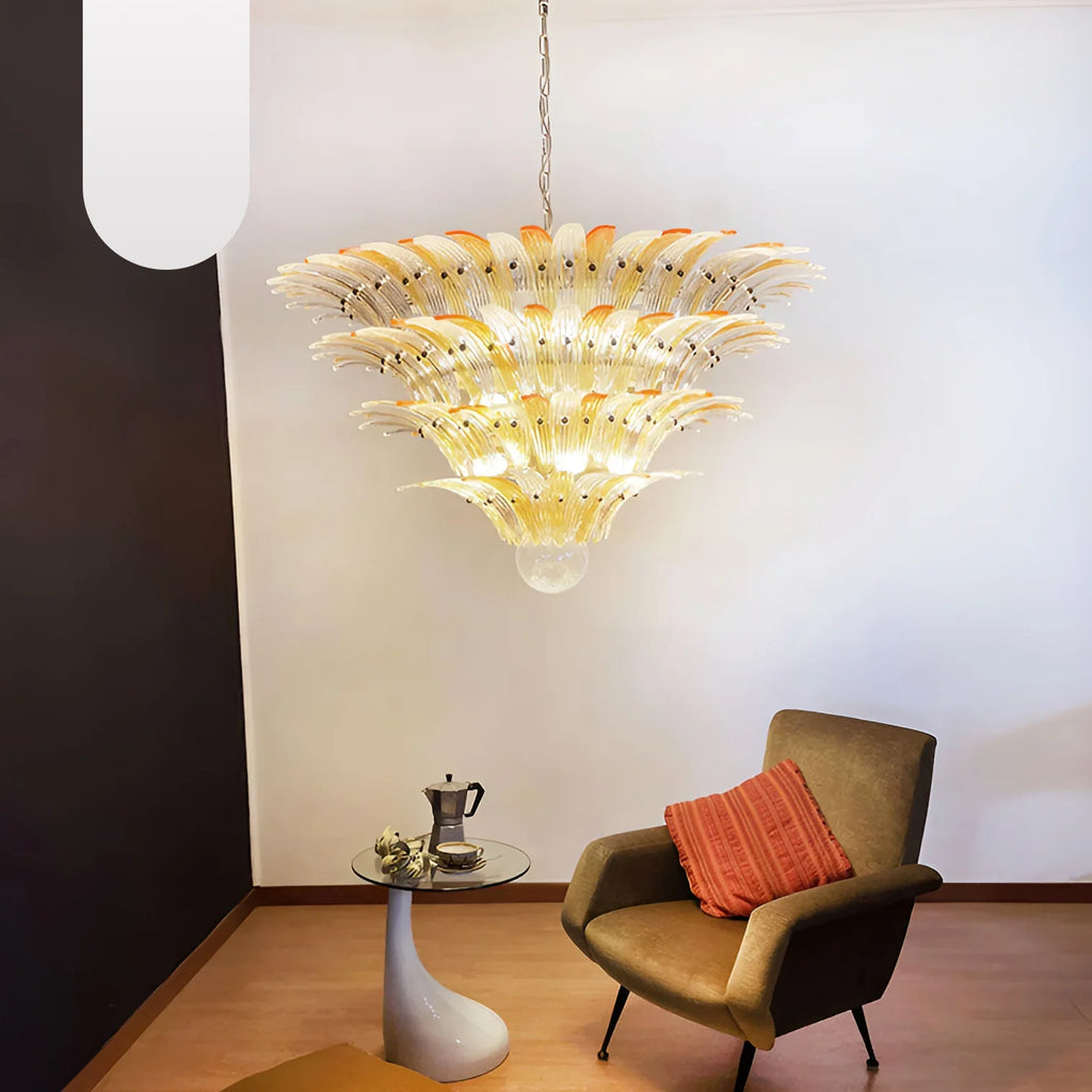 Murano Palmette Amber Trasparent Chandelier product image