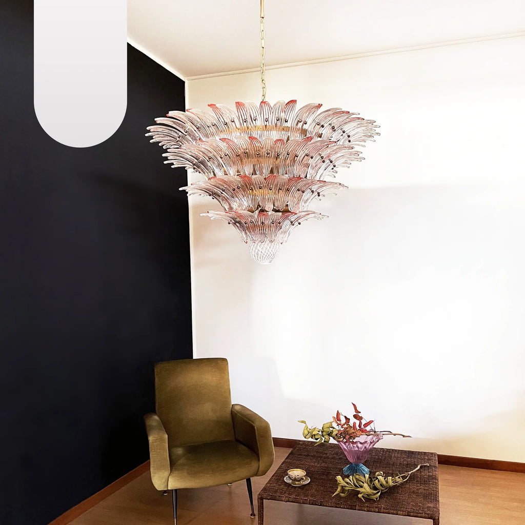 Murano Palmette Pink Trasparent Chandelier product image