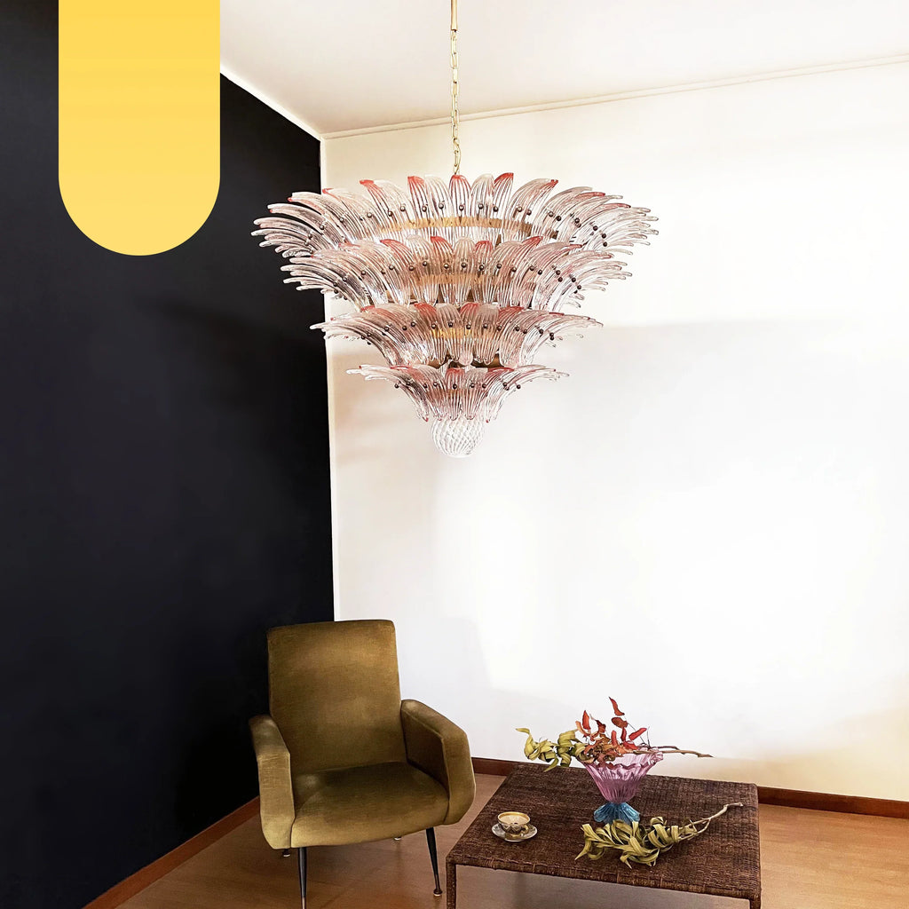 Murano Palmette Pink Trasparent Chandelier product image