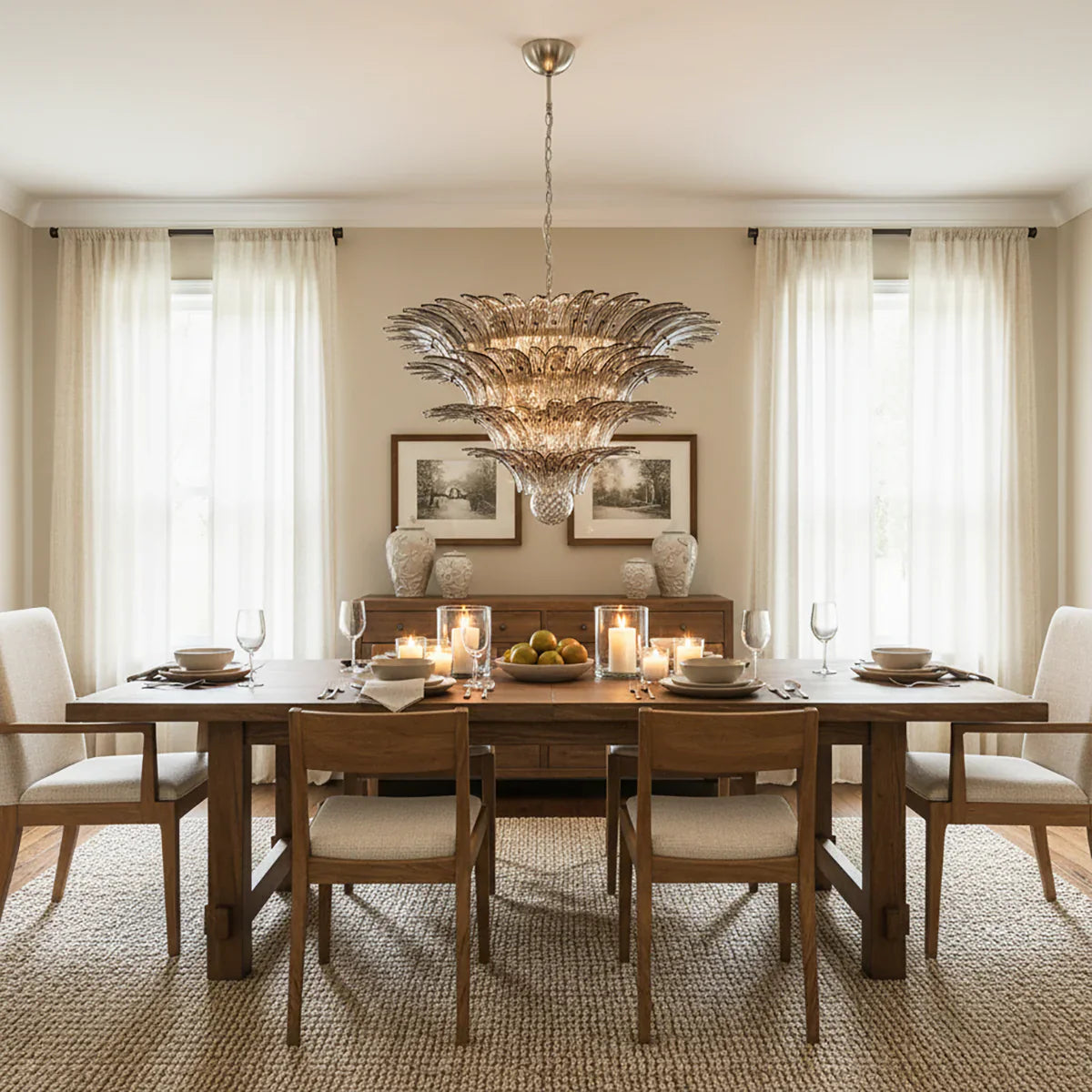 Palmette Murano Smoked Glass Chandelier