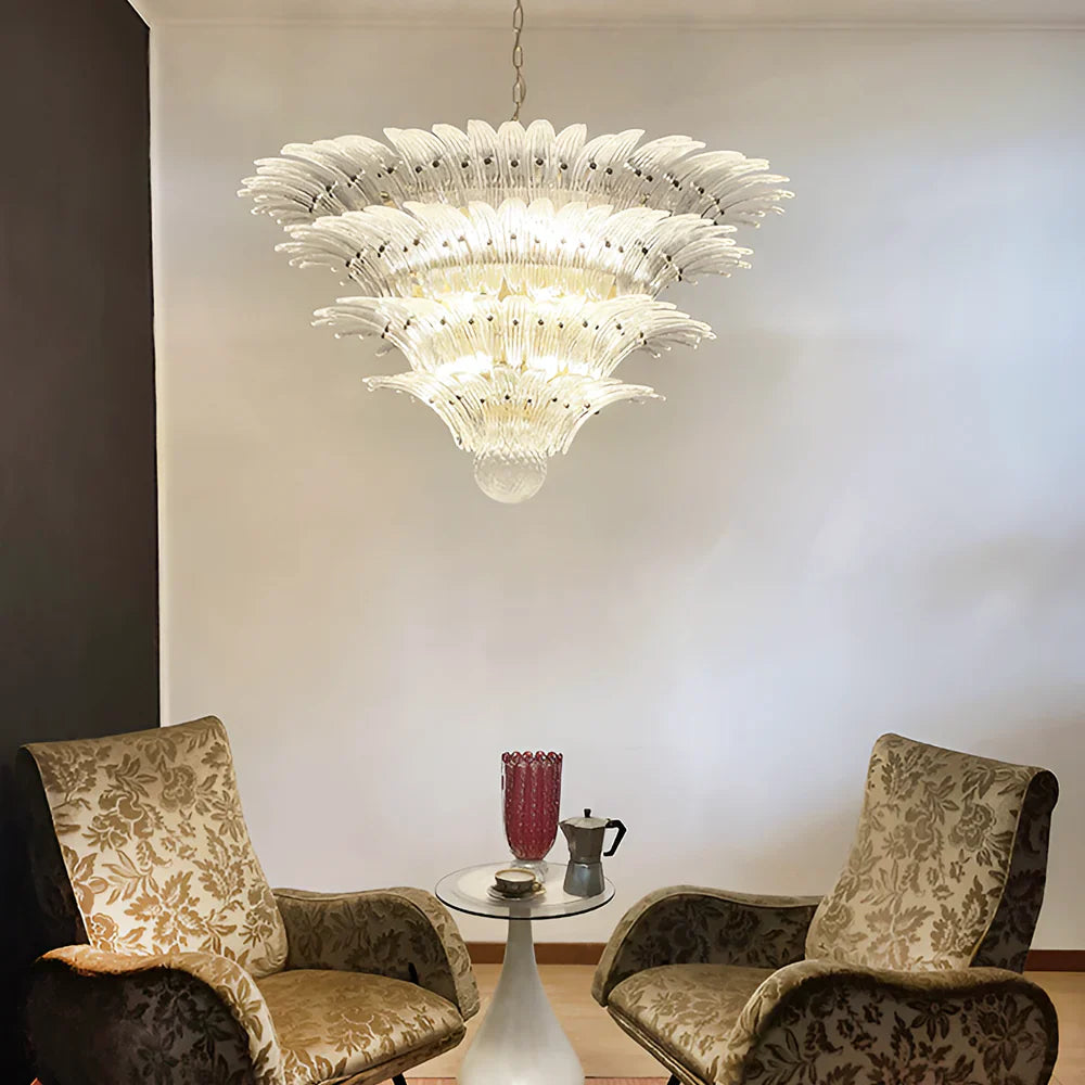 Murano Palmette Transparent Chandelier detail view