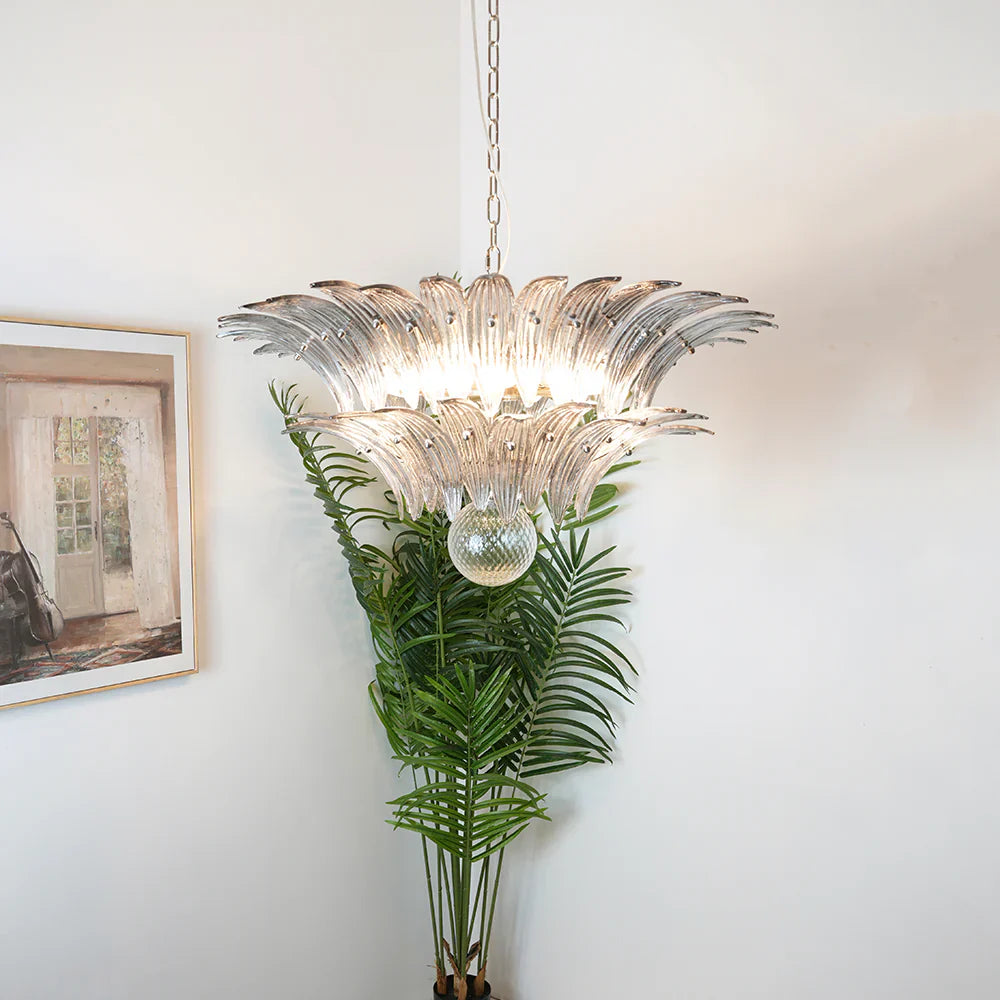 Murano Palmette Smoked Chandelier detail view