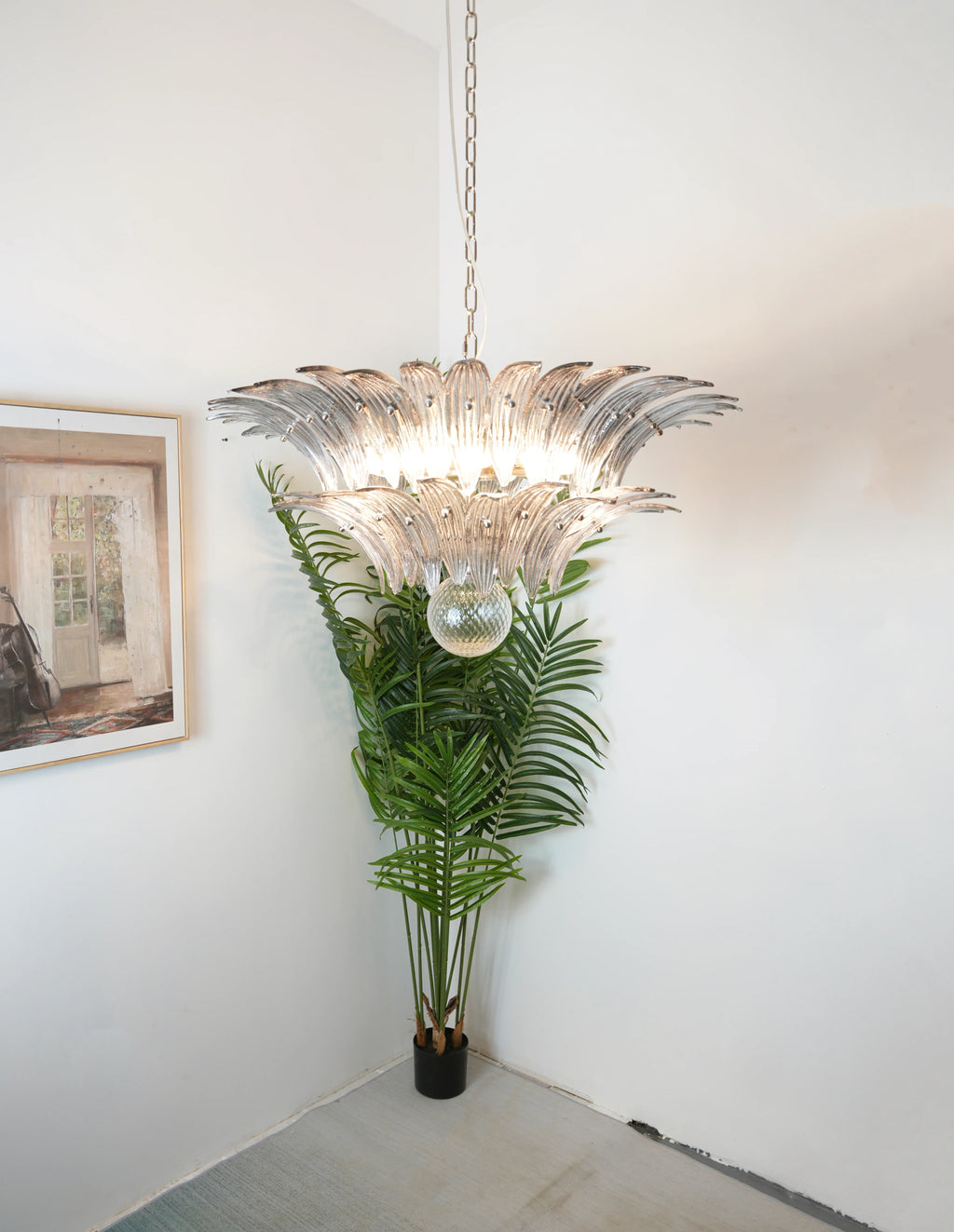 Murano Palmette Smoked Chandelier material and finish detail