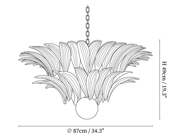 Glass Palmette Transparent Chandelier Murano lighting by Bling Lighting Studio