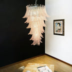 Murano Pink Felch Spiral Chandelier detail view