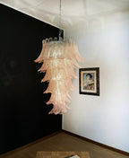 Murano Pink Felch Spiral Chandelier material and finish detail