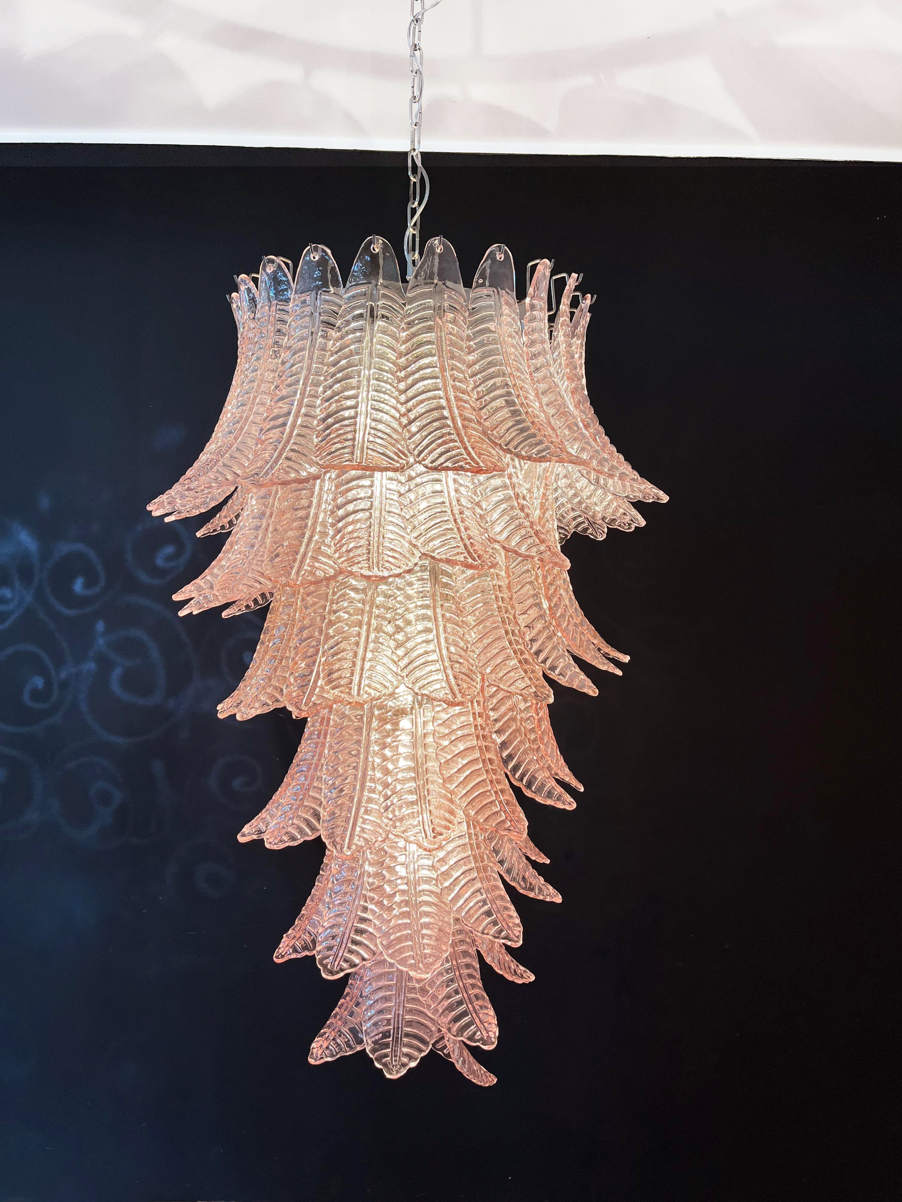 Murano Pink Felch Spiral Chandelier product image