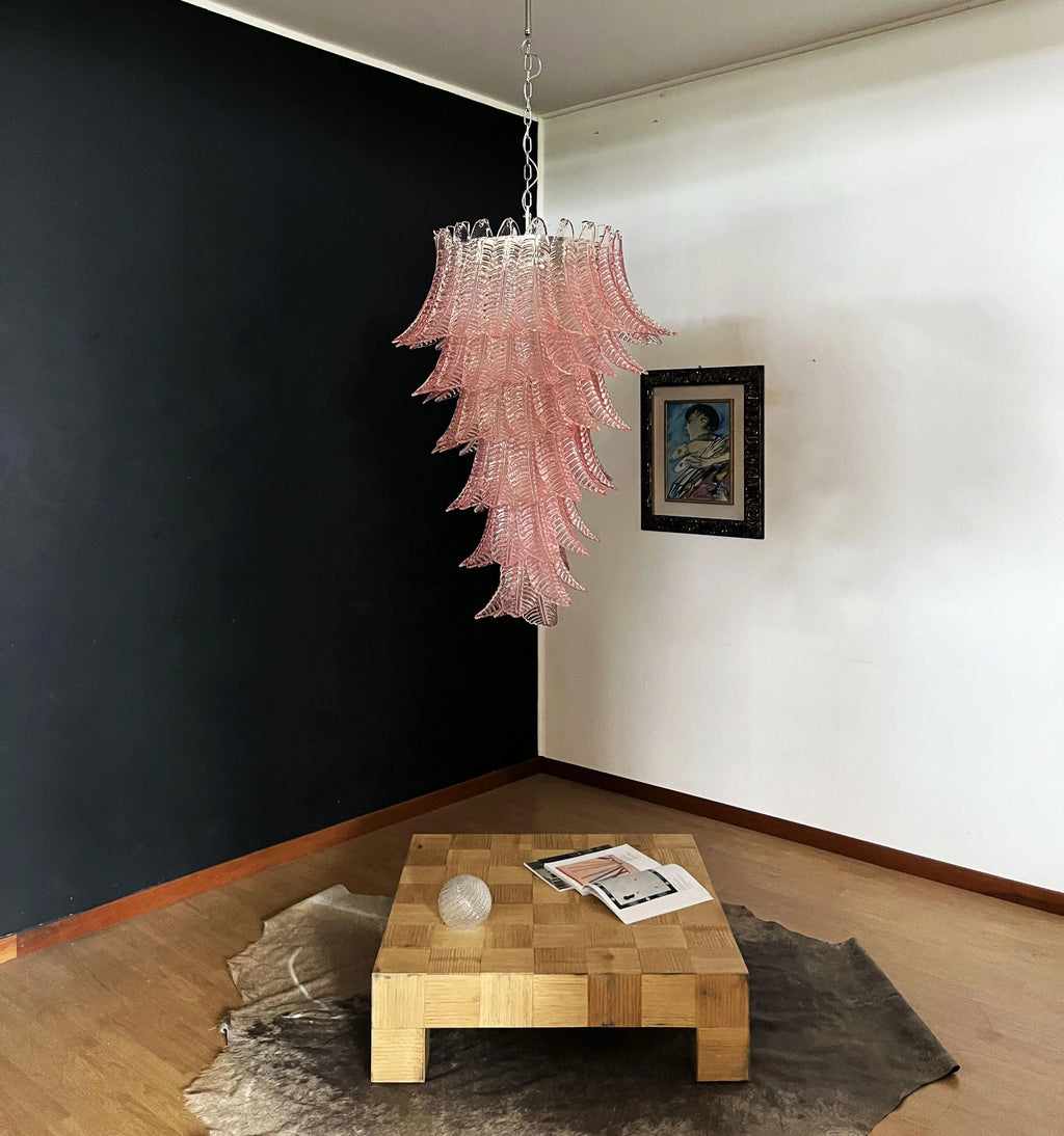 Murano Pink Felch Spiral Chandelier additional product view