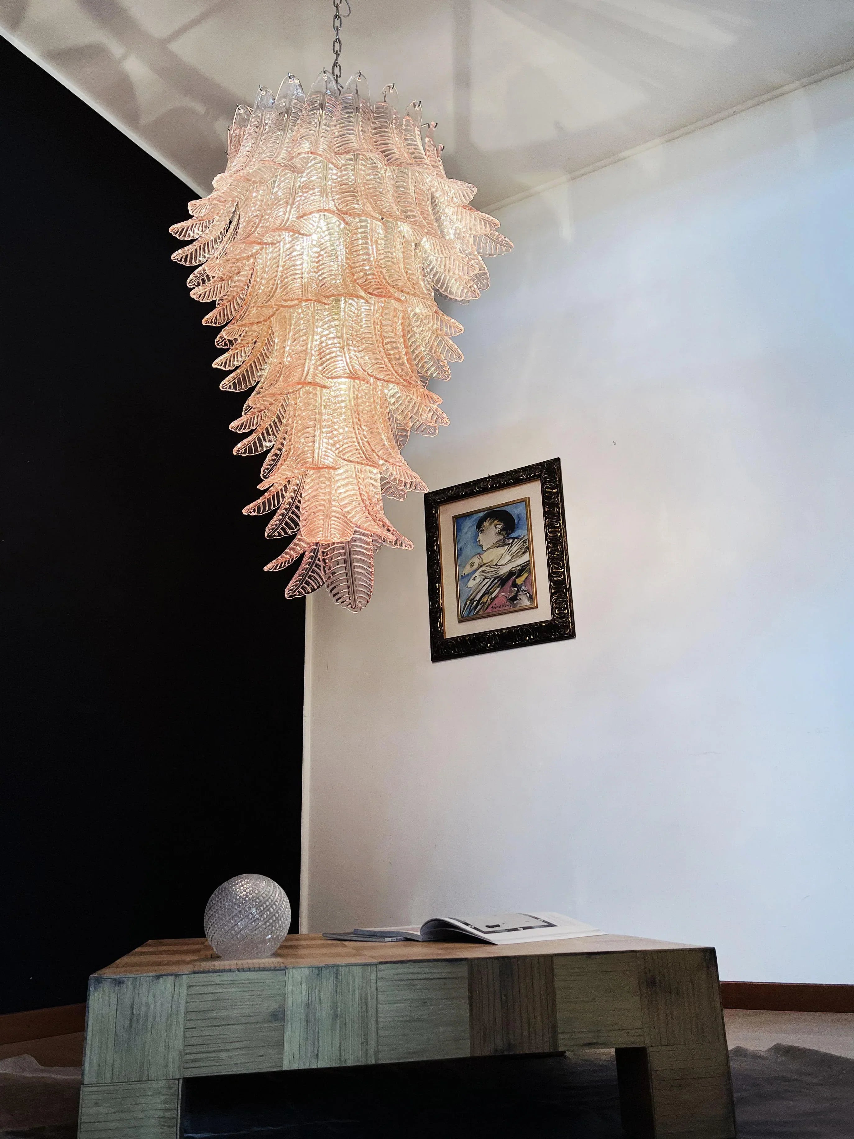 Murano Pink Felch Spiral Chandelier product image